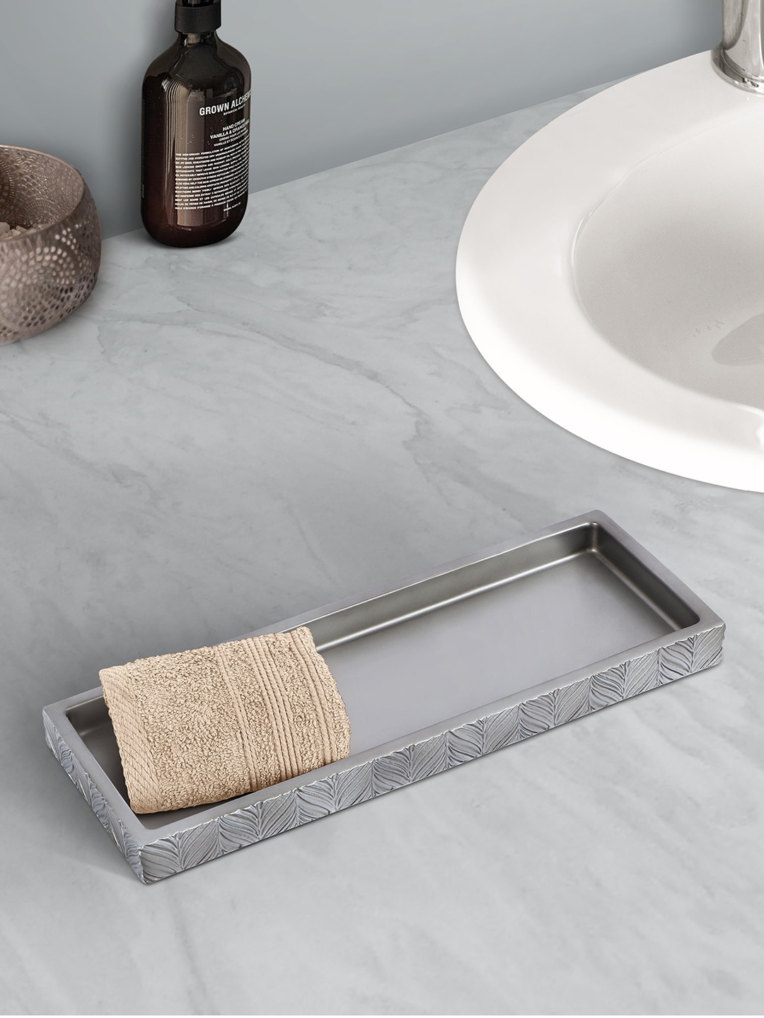 

OBSESSIONS Taupe Textured Rectangular Bath Tray