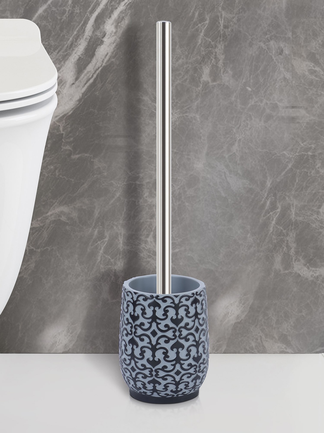 

OBSESSIONS Grey & Black Textured Toilet Brush With Holder