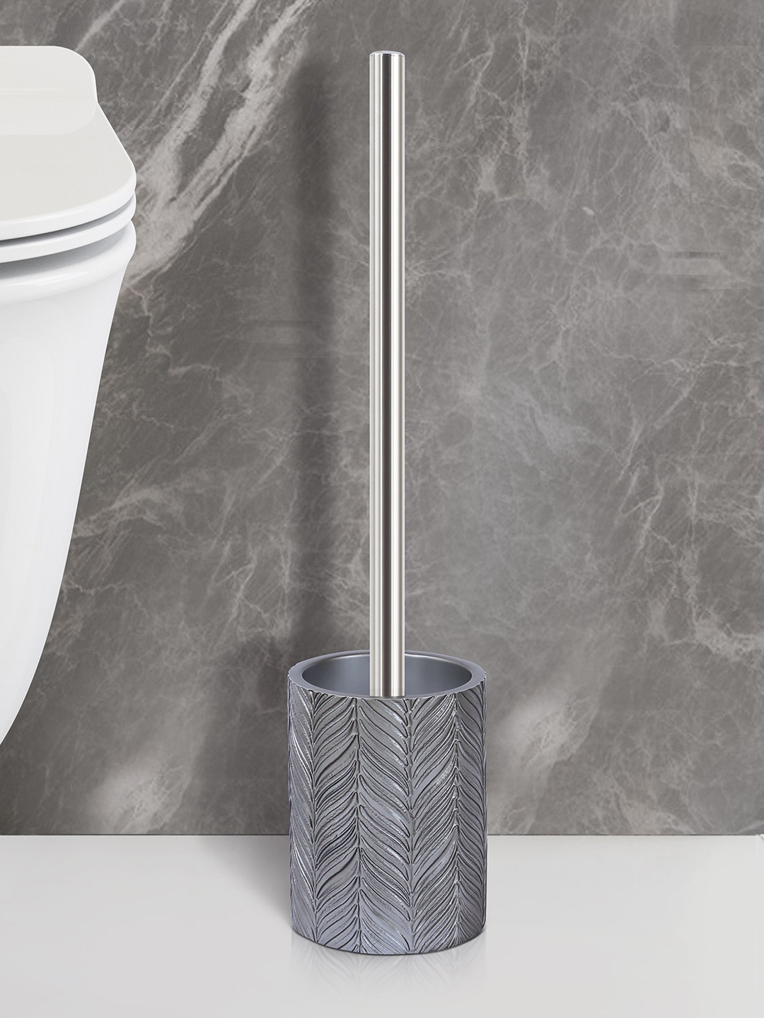 

OBSESSIONS Taupe Textured Toilet Brush With Holder
