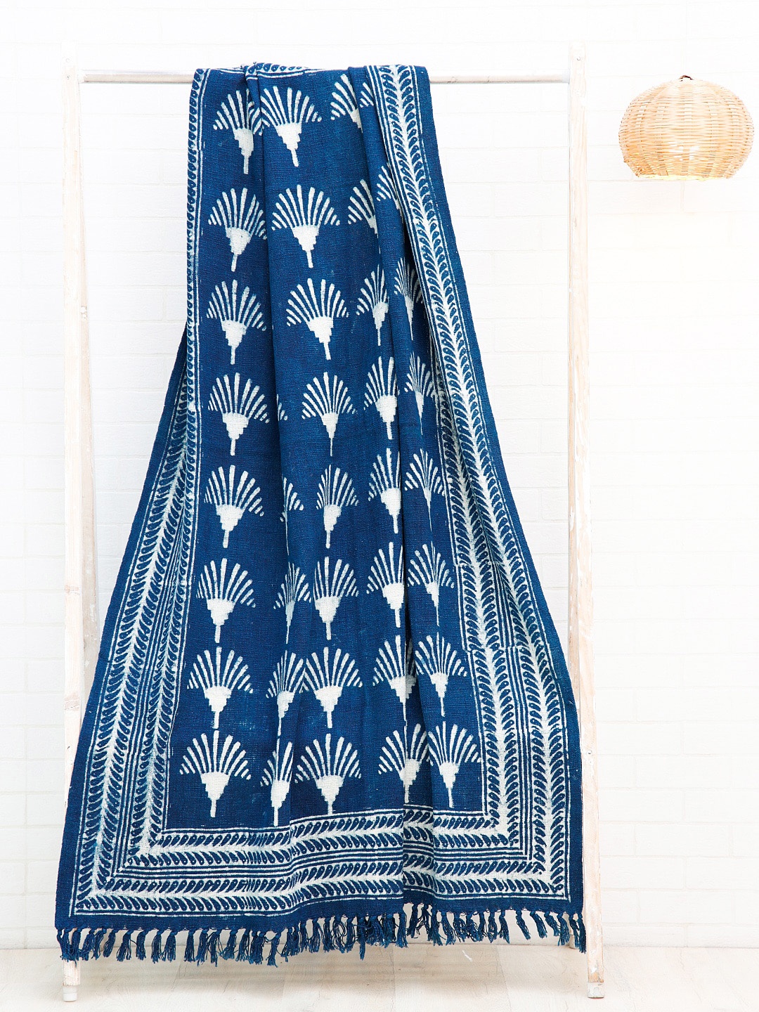 

Ariana Navy Blue & White Handblock Printed Cotton Throw