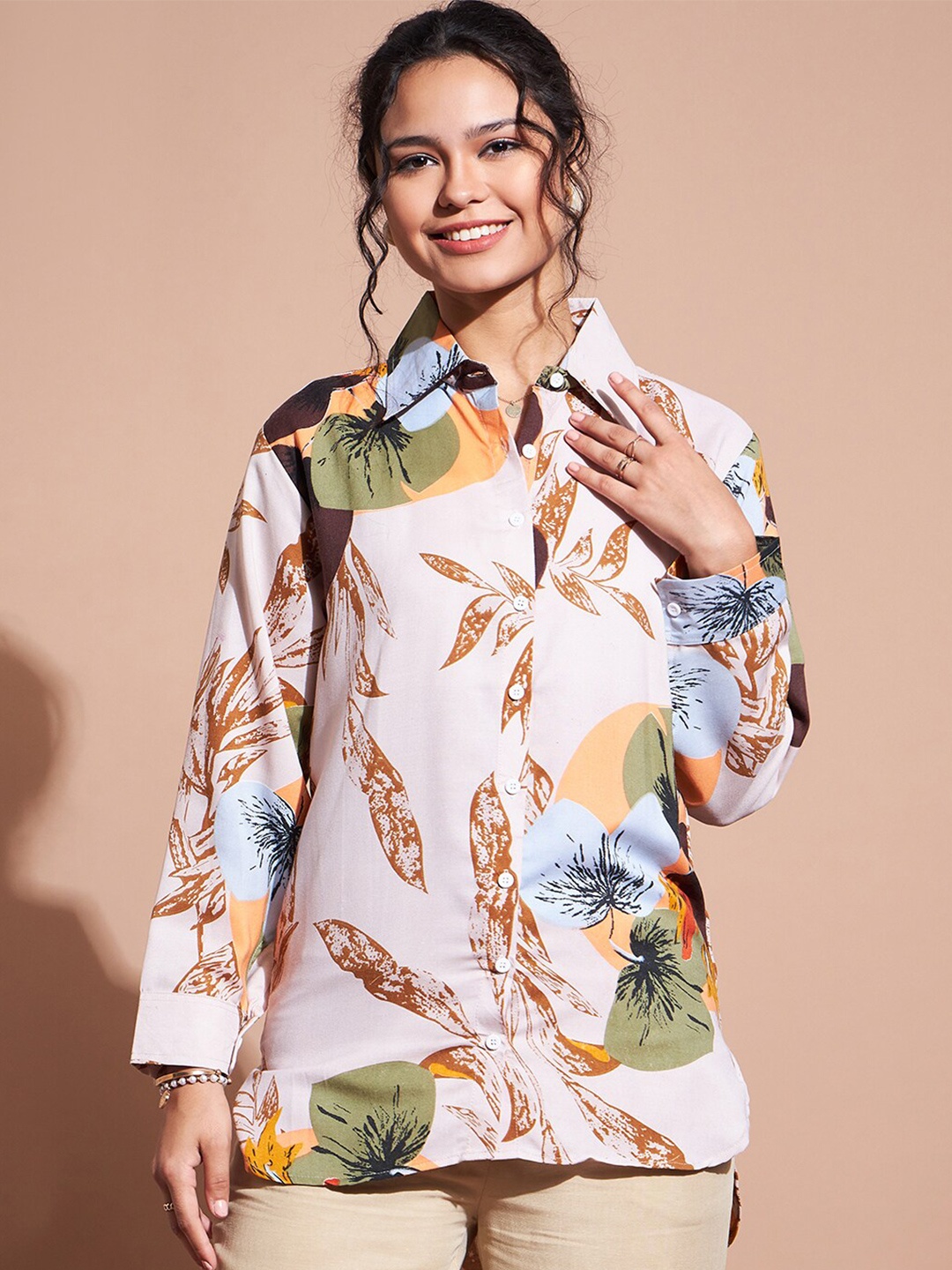 

DressBerry Floral Printed Casual Shirt, Beige