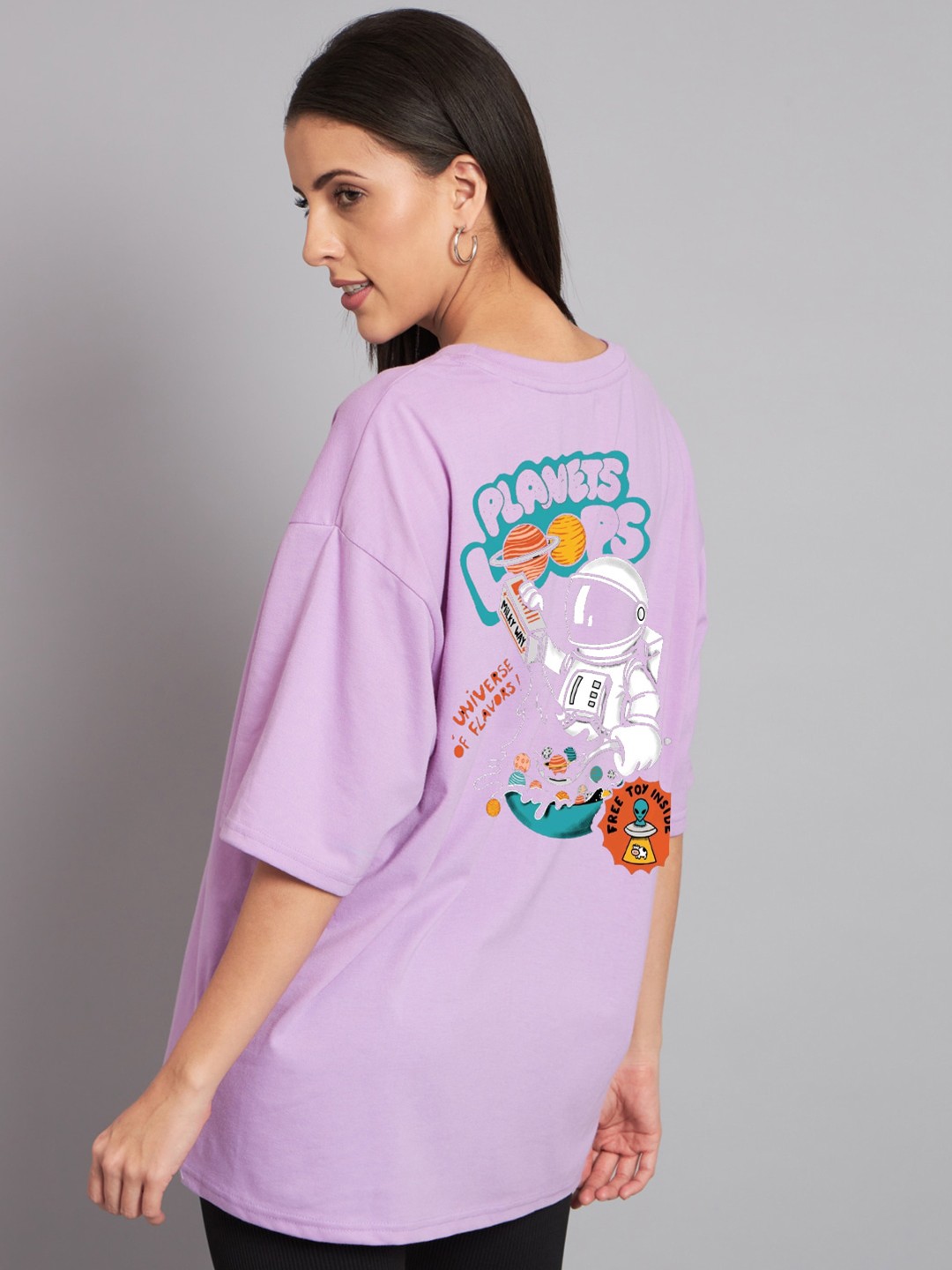 

Imsa Moda Typography Printed Oversized Cotton T-shirt, Lavender