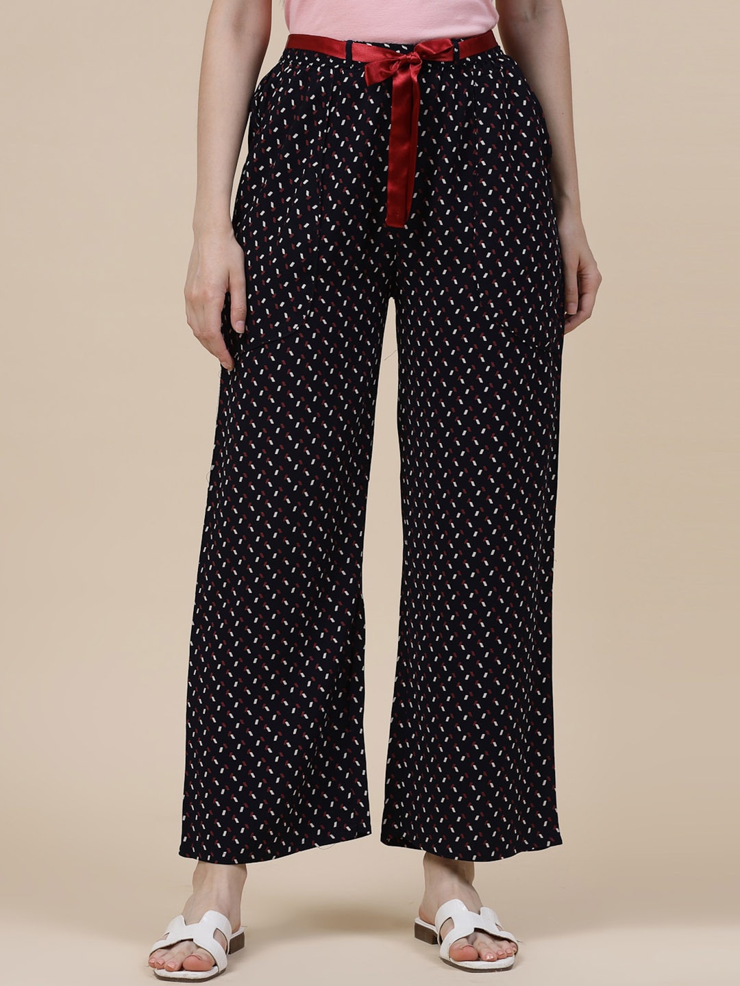 

Sweet Dreams Women Conversational Printed Straight Fit Palazzos, Black