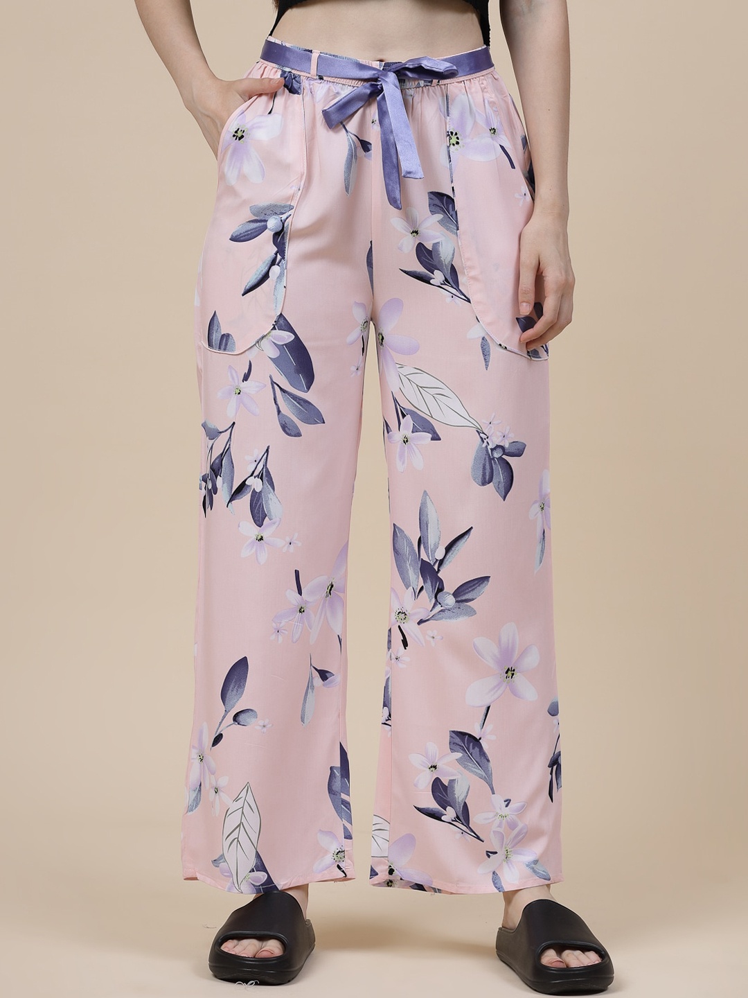 

Sweet Dreams Women Floral Printed Straight Palazzos, Pink