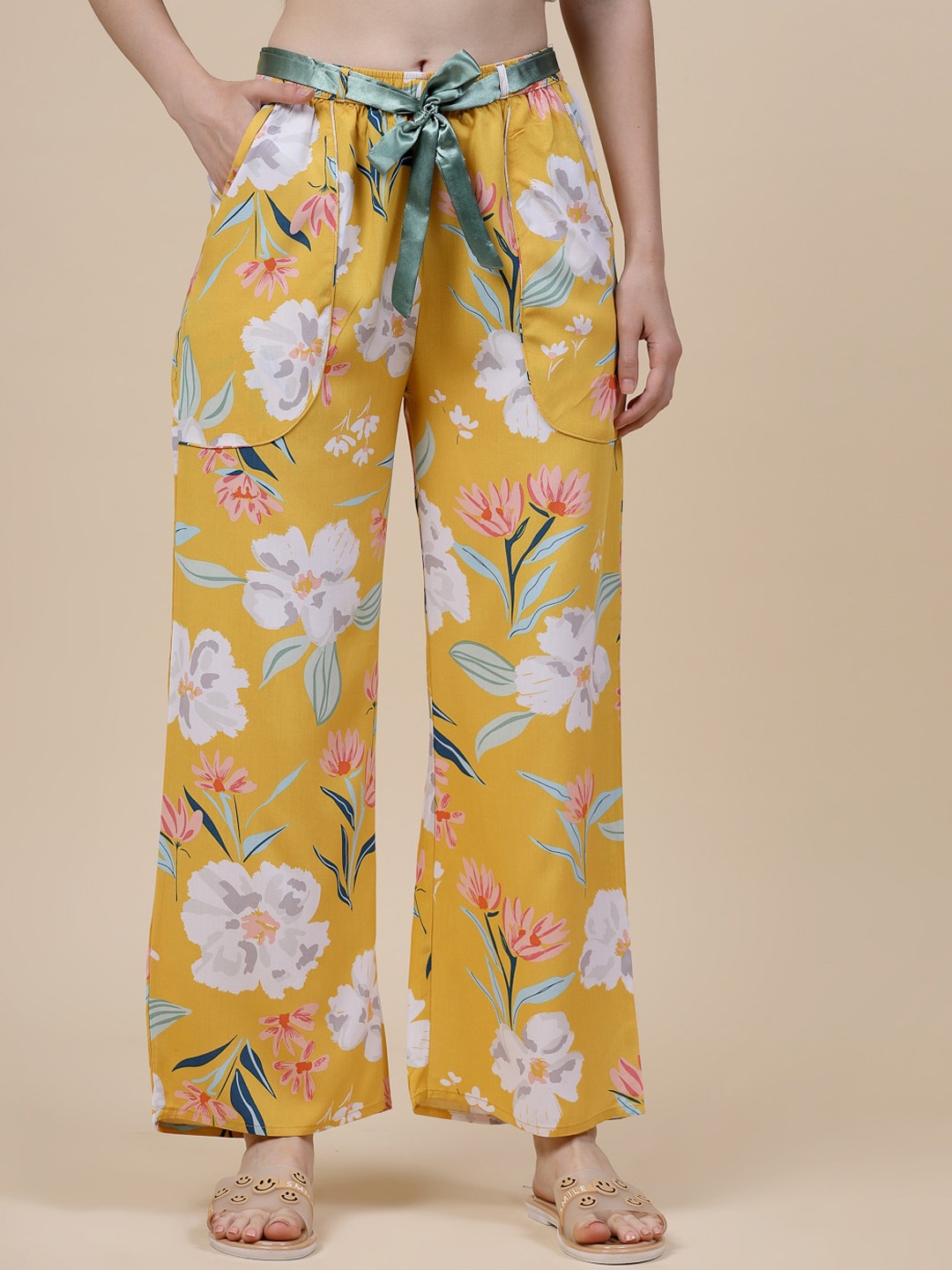 

Sweet Dreams Women Floral Printed Palazzos, Mustard