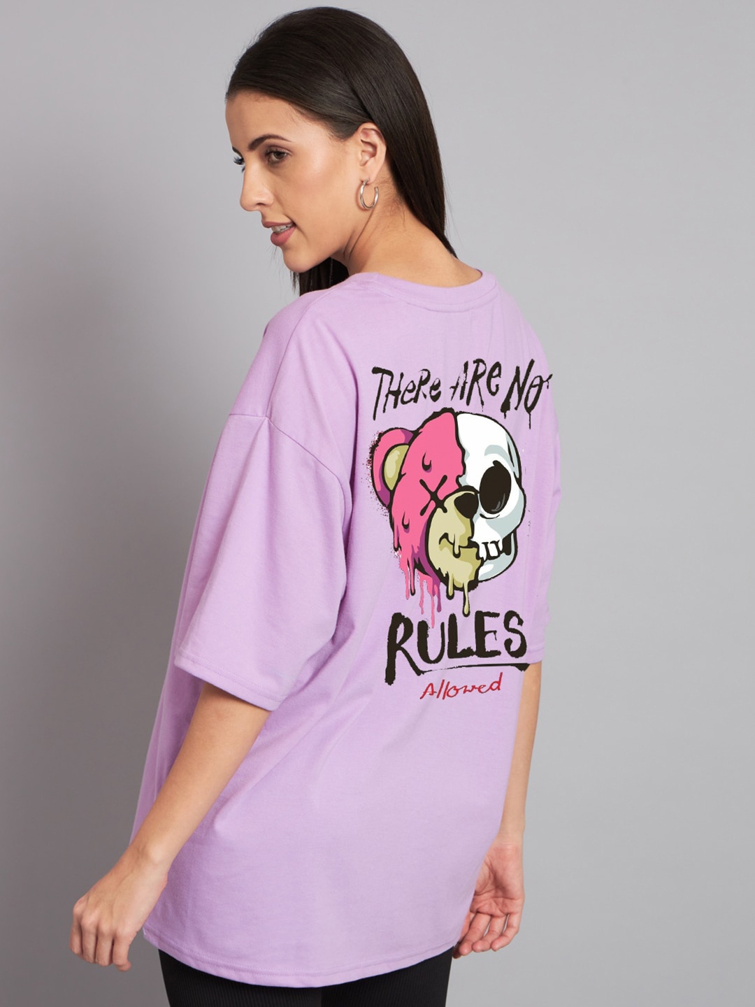 

Imsa Moda Typography Printed Oversized Cotton T-shirt, Lavender