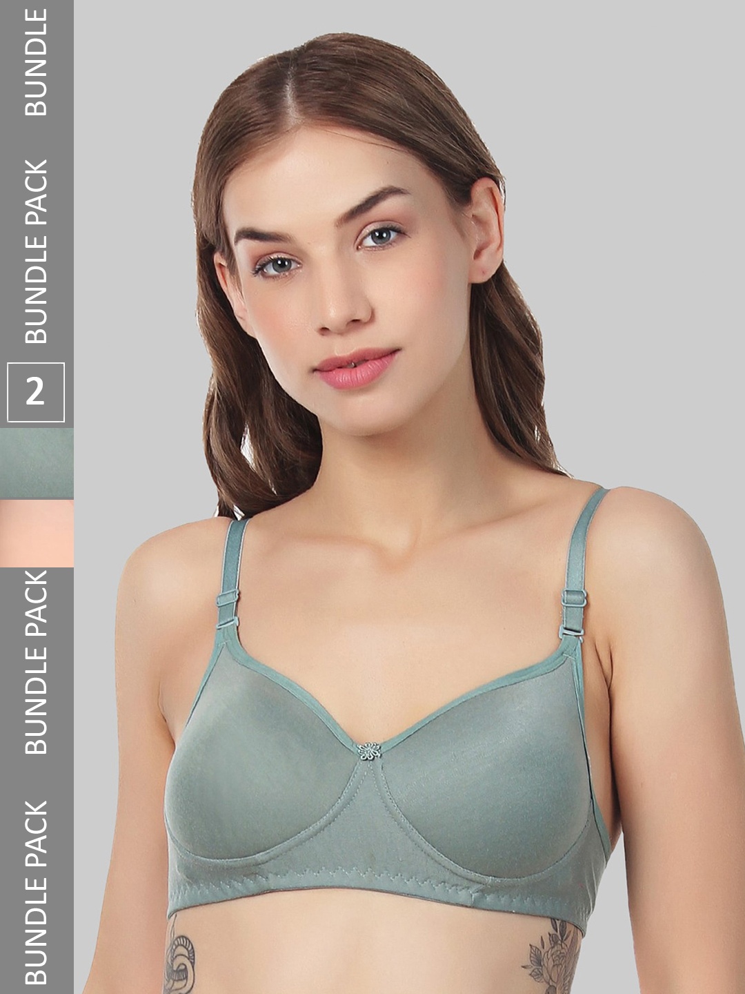 

FUNAHME Pack of 2 Full Coverage Lightly Padded Bra With All Day Comfort, Peach