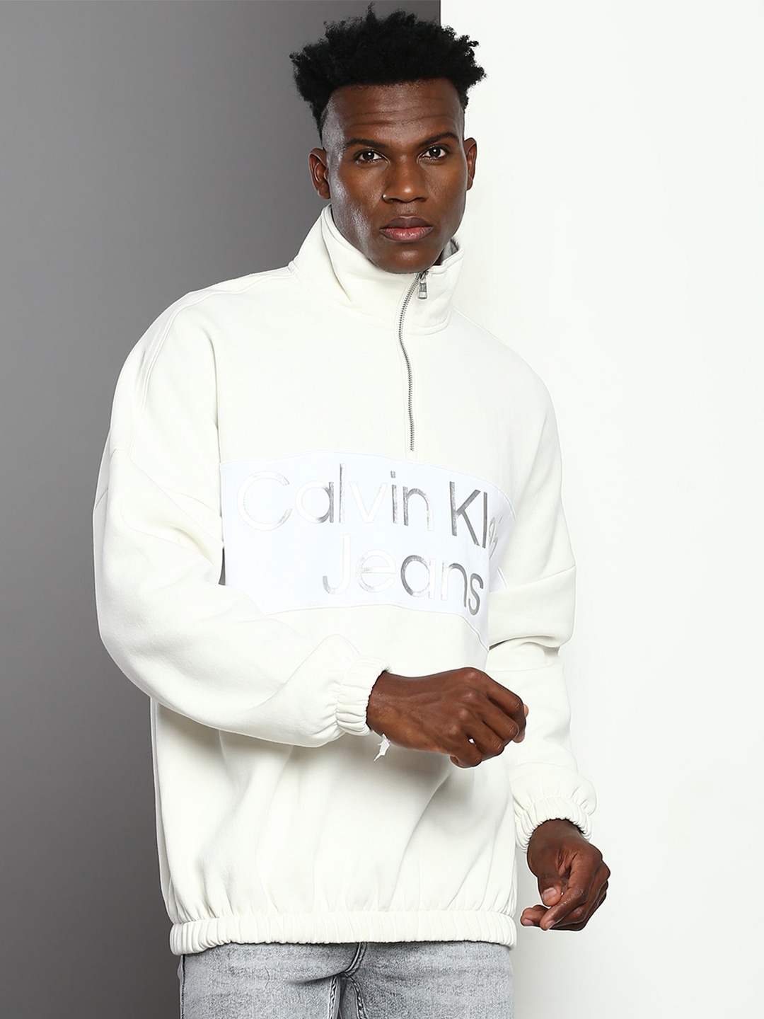 

Calvin Klein Typography Printed High Neck Pullover, White