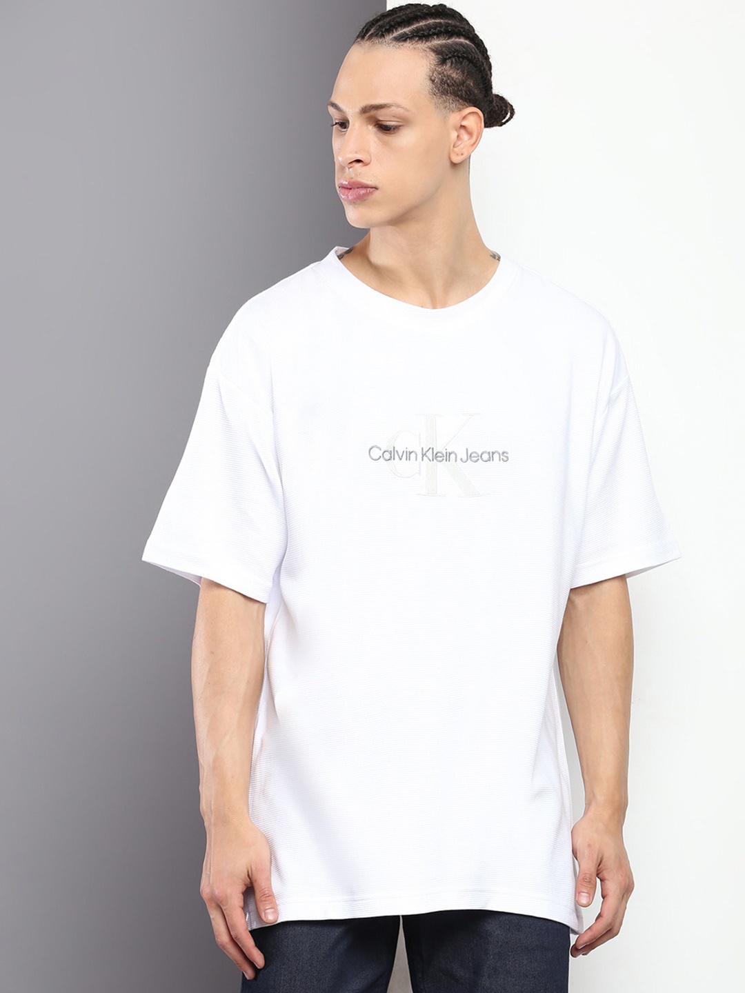 

Calvin Klein Typography Printed Cotton T-shirt, White