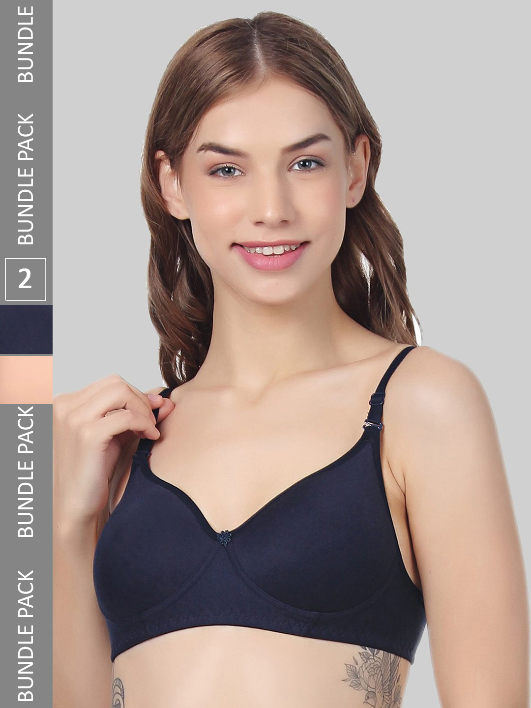 

FUNAHME Pack of 2 Full Coverage Lightly Padded Bra With All Day Comfort, Peach