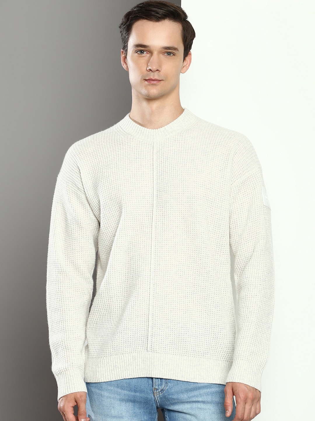 

Calvin Klein Jeans Ribbed Woollen Pullover Sweater, White