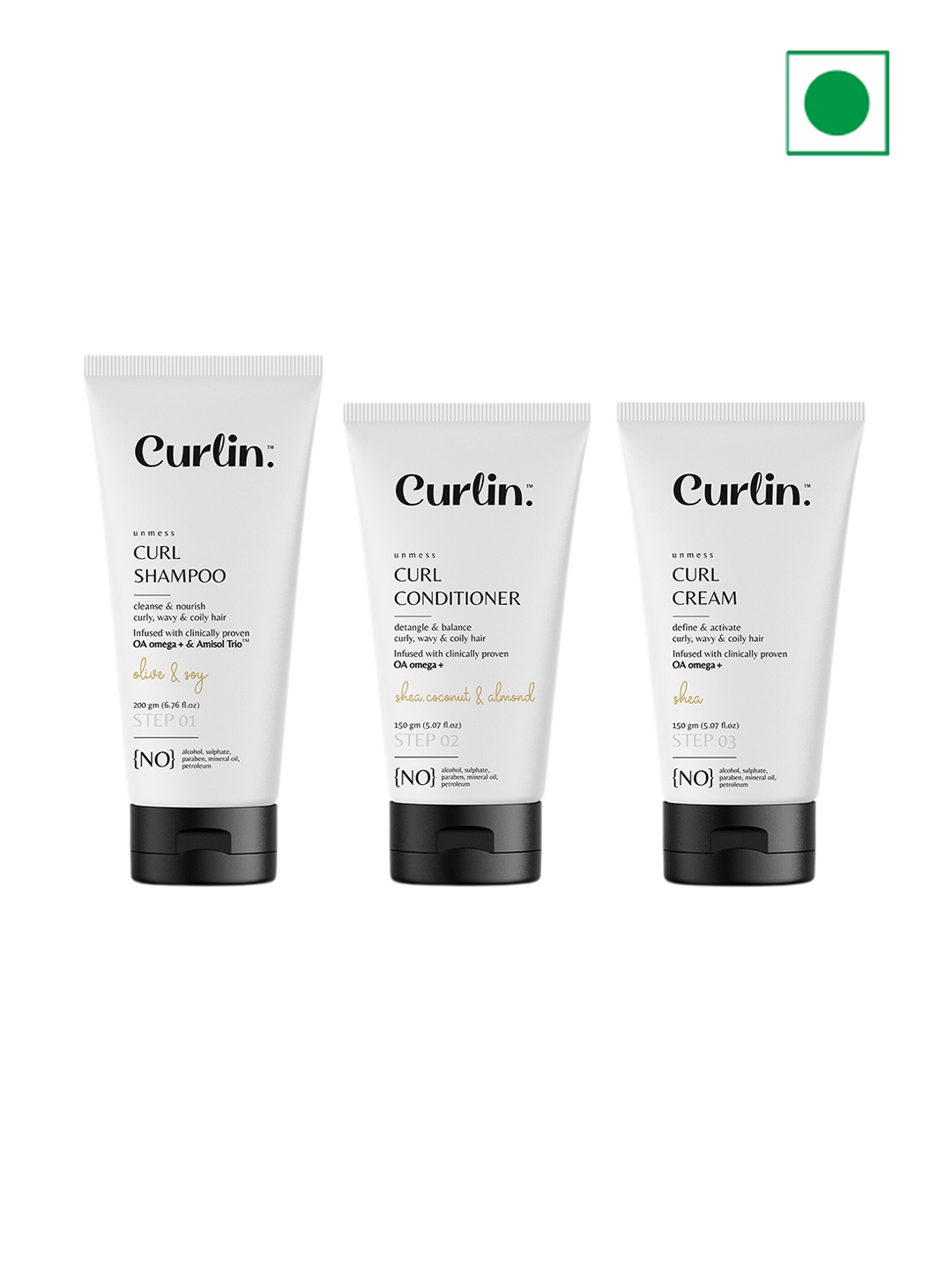 

Curlin Unmess Set Of 3 Curly Hair Shampoo-200ml & Hair Conditioner-Hair Cream-150ml Each, White