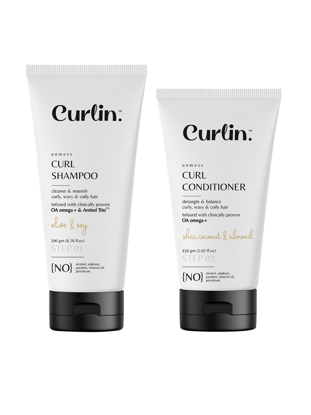 

Curlin Curly Hair Set Of 2 Shampoo 200g & Conditioner 150g, White