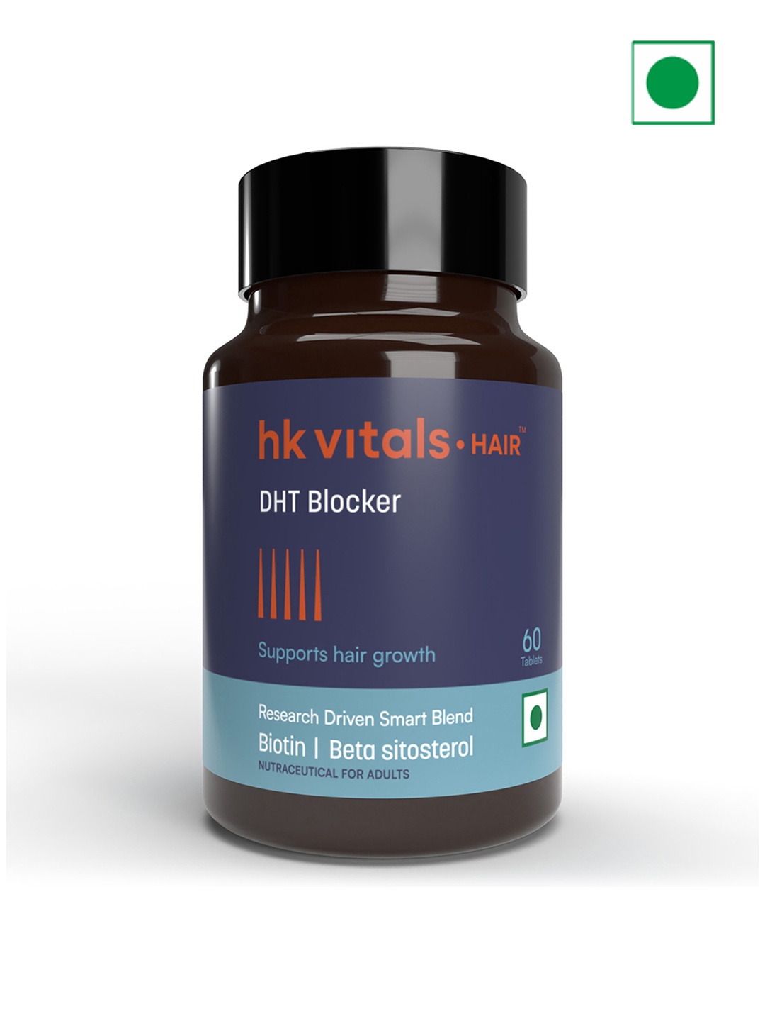 

HK VITALS DHT Blocker With Biotin Tablets To Reduce Hair Fall - 60 Tablets, Blue