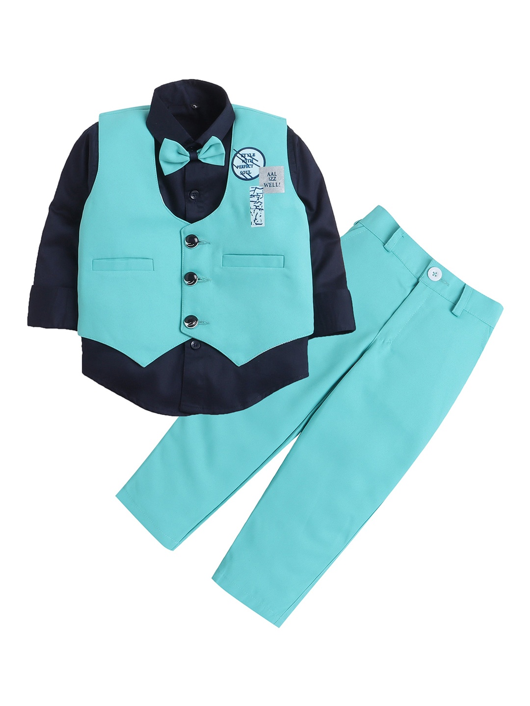 

Lil homies Boys Single-Breasted Four-Piece Party Suit, Turquoise blue