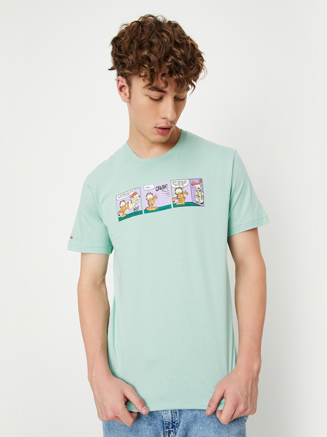 

max Graphic Printed Cotton T-shirt, Green