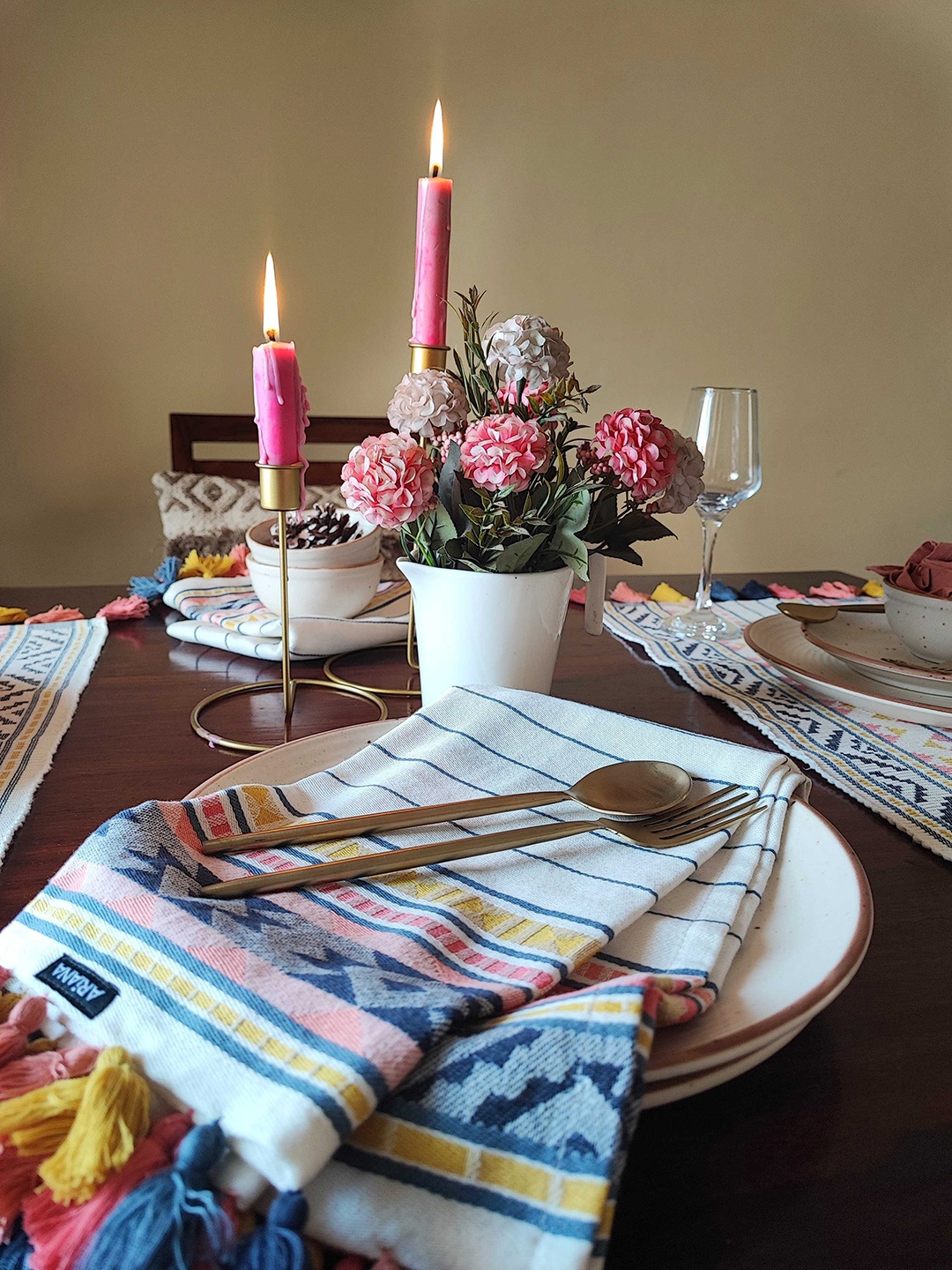 

Ariana White & Blue 2 Pieces Bohemian Cotton Kitchen Towels