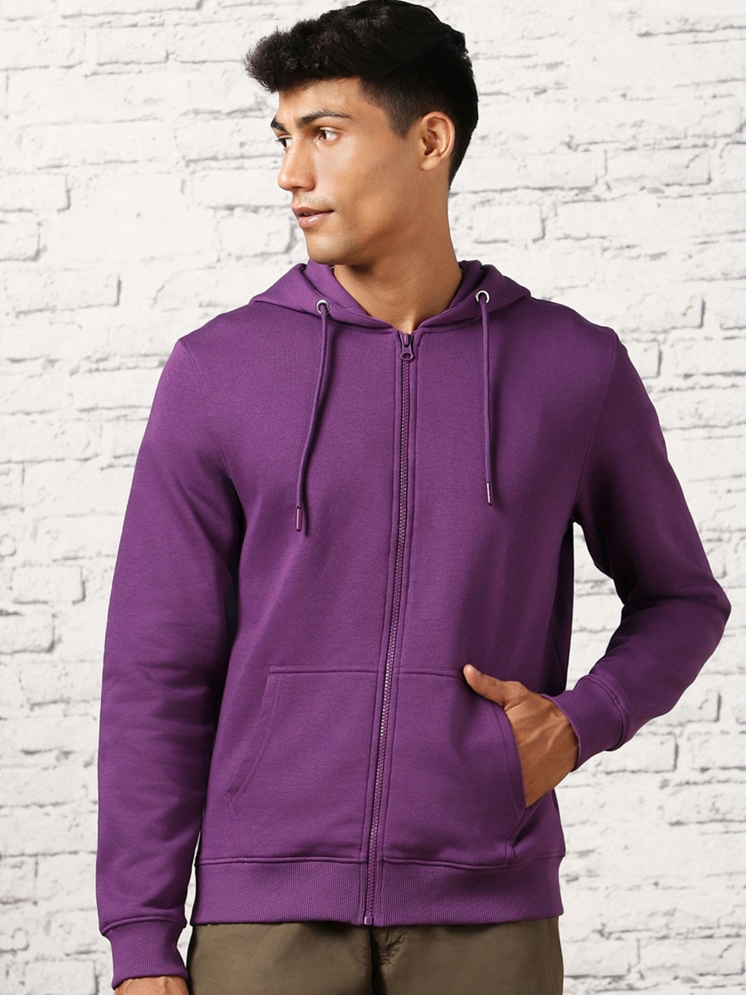 

NOBERO Hooded Long Sleeves Fleece Sweatshirt, Purple