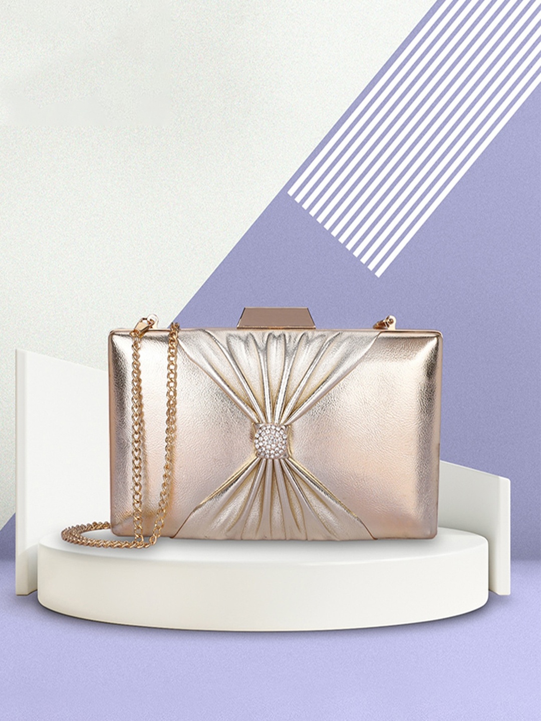 

THE CLOWNFISH Textured Bow Detail Box Clutch, Cream