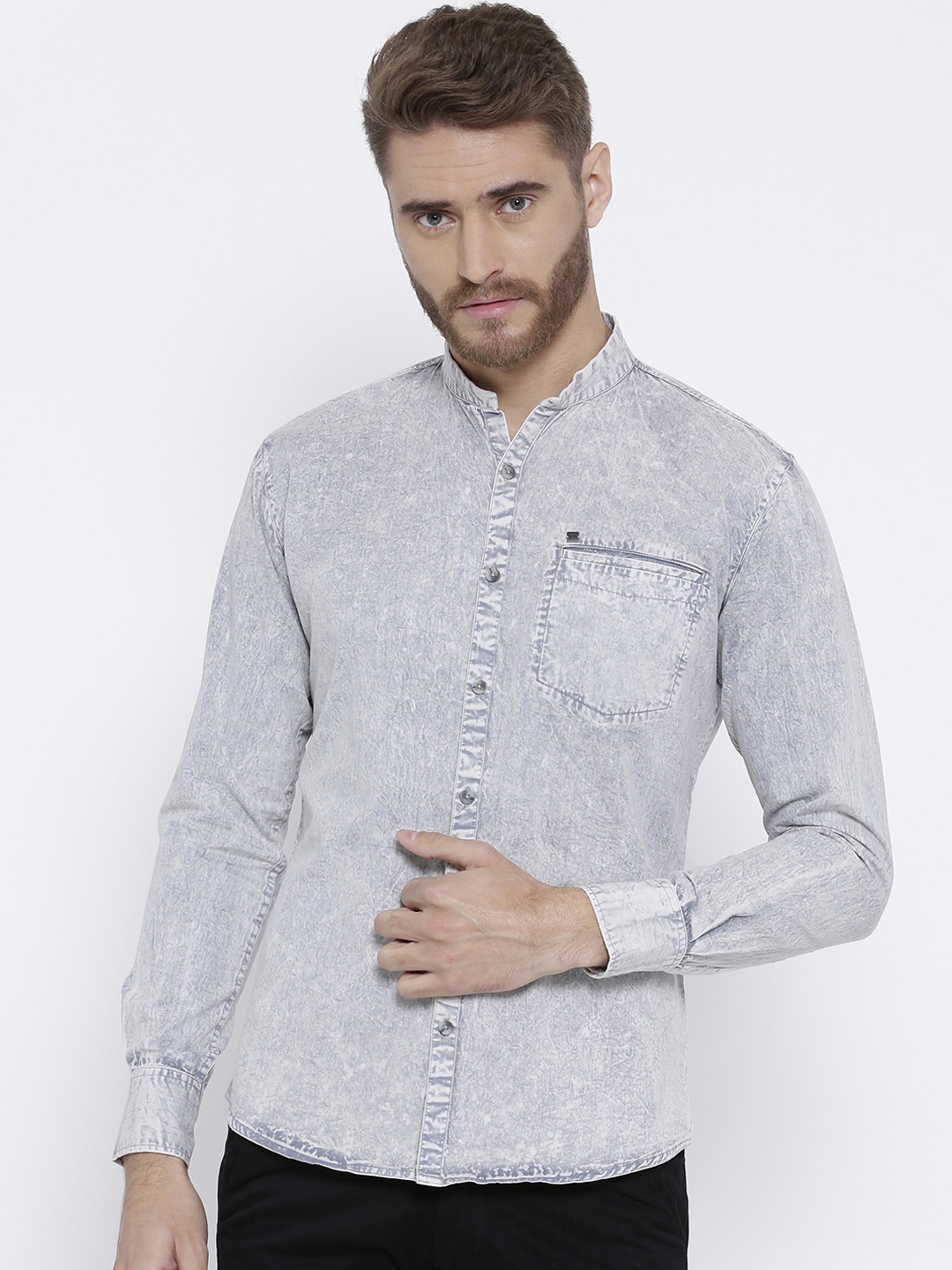 

Duke Men Grey Regular Fit Faded Casual Shirt