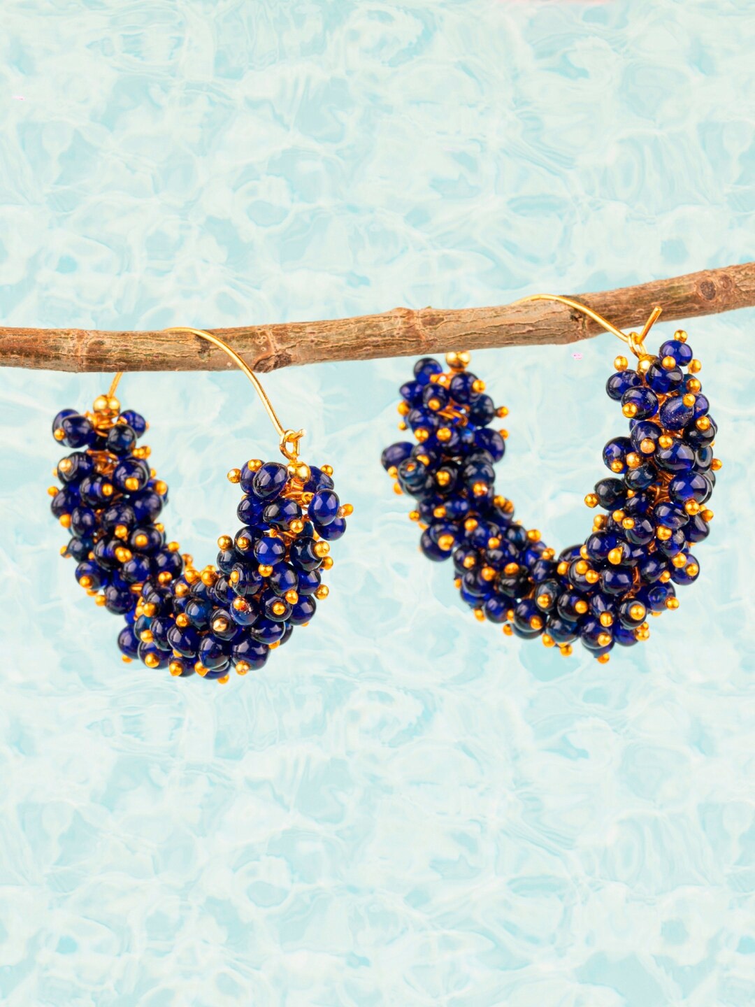 

Crunchy Fashion Gold-Plated Circular Hoop Earrings, Navy blue