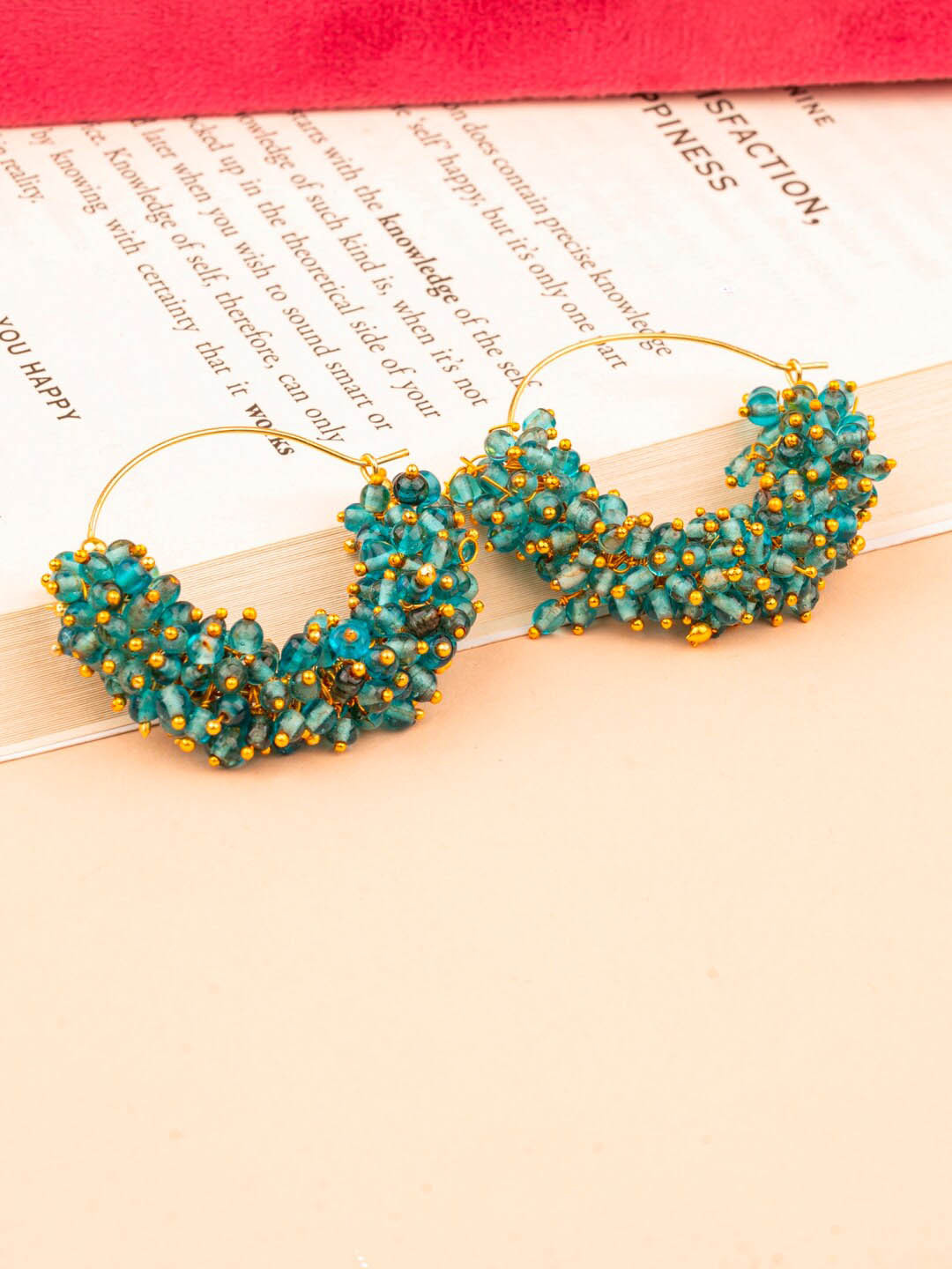 

Crunchy Fashion Gold Plated Circular Hoop Earrings, Turquoise blue