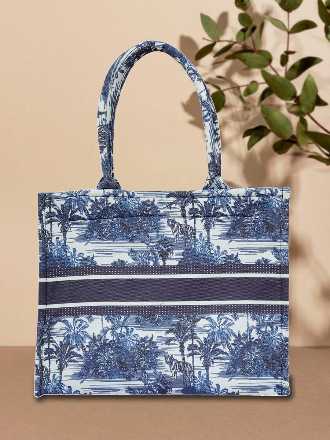 

DressBerry Blue Floral Printed Structured Handheld Bag