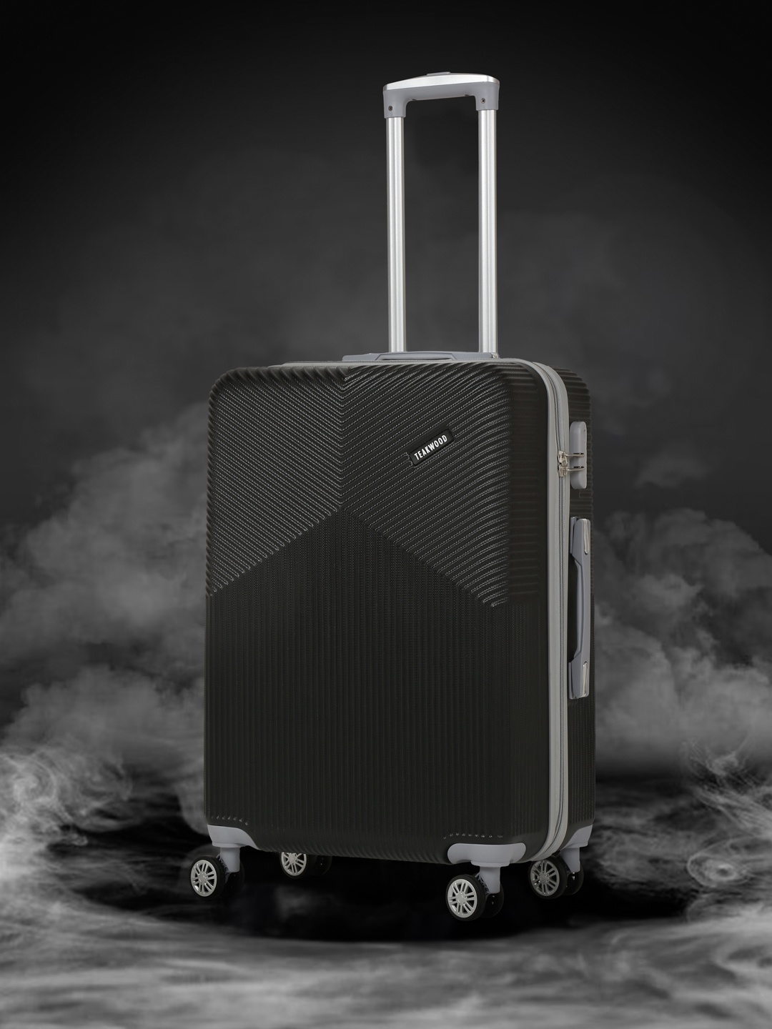 

Teakwood Leathers Textured Medium Hard Trolley Bag - 110 L, Black