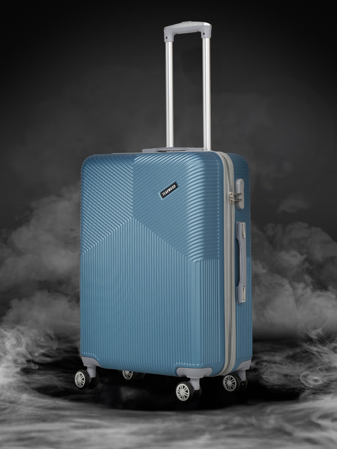 

Teakwood Leathers Crown Textured 360 Degree Rotation Hard Medium-Sized Trolley Bag 70L, Blue