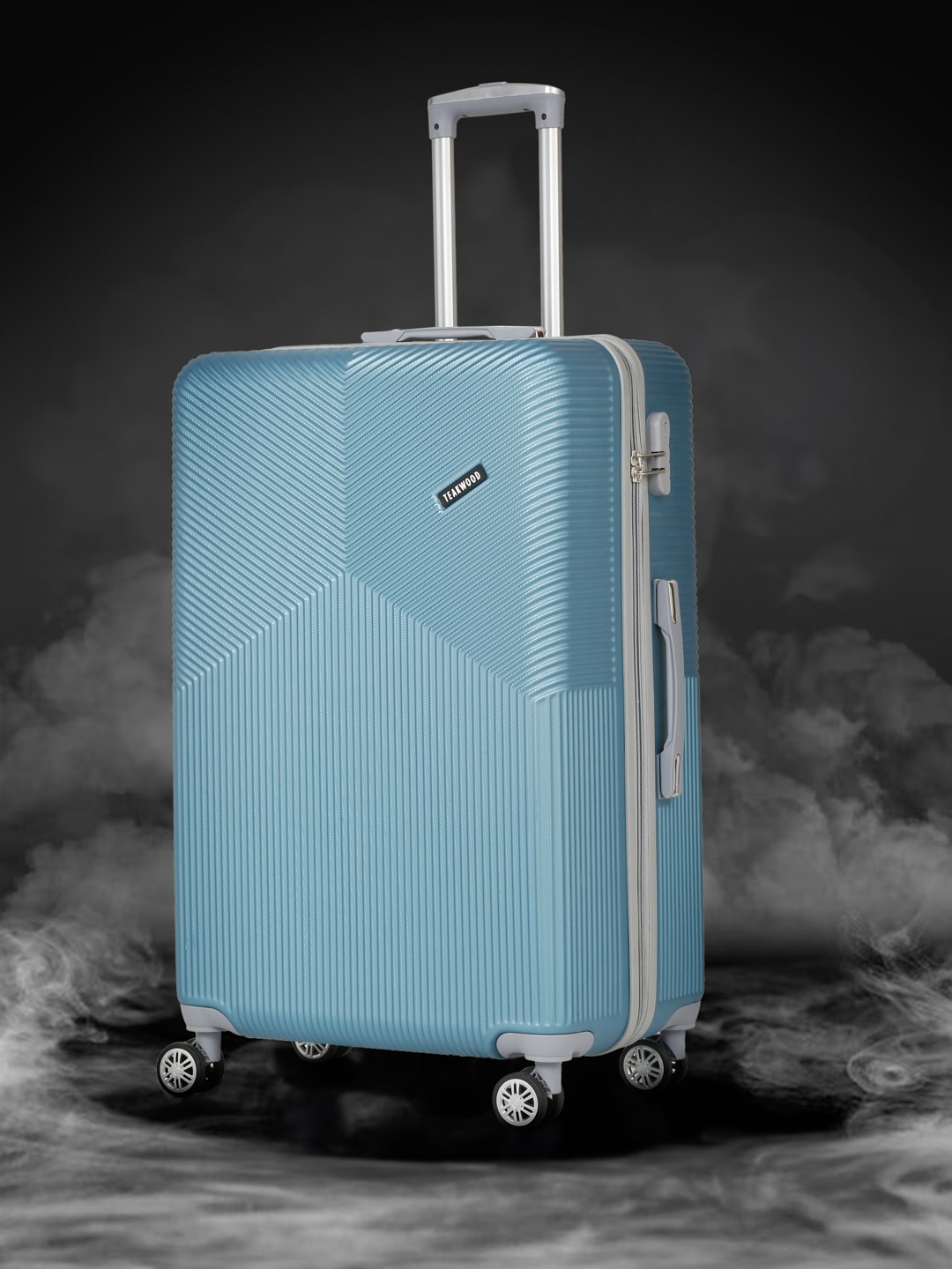 

Teakwood Leathers Crown Textured Large Hard Trolley Bag - 110 L, Blue