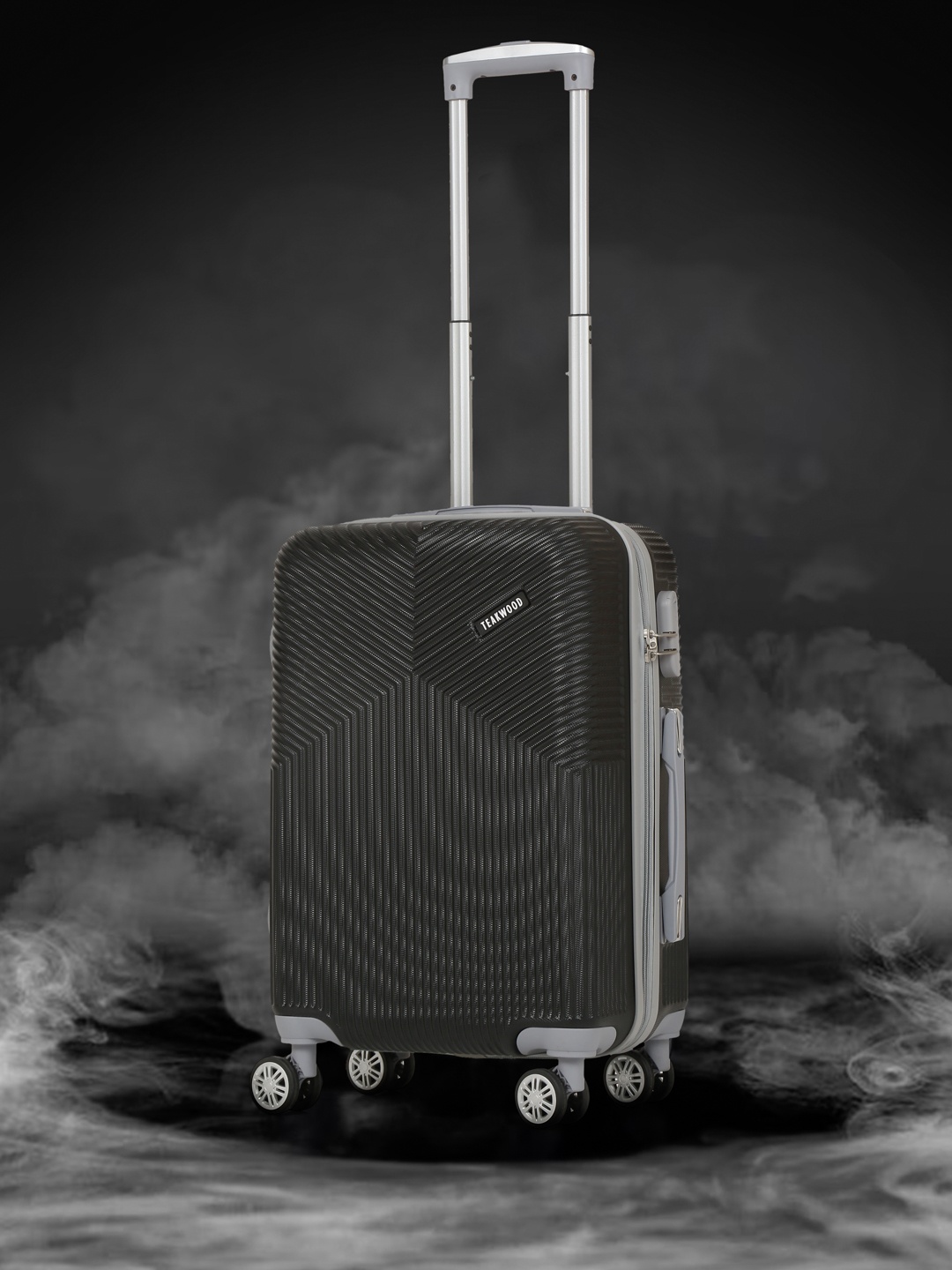 

Teakwood Leathers Crown Textured Cabin Hard Trolley Bag 40 ltr, Black