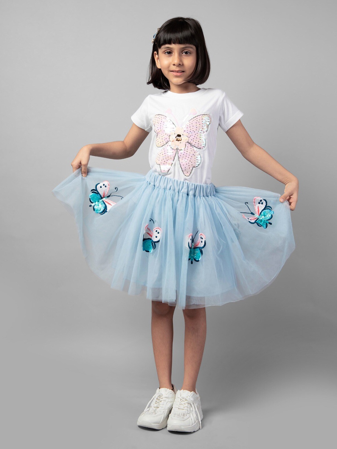 

ZIP ZAP ZOOP Girls Embellished Pure Cotton T-Shirt, White