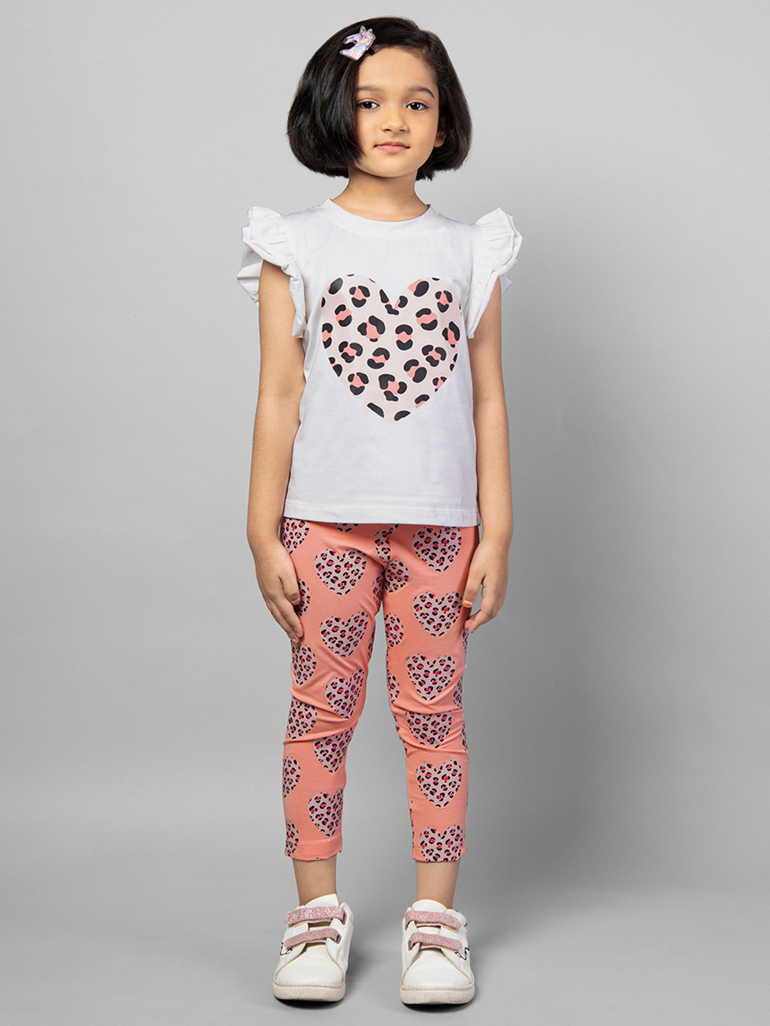 

ZIP ZAP ZOOP Girls Graphic Printed Flared Sleeves Cotton T-Shirt, Grey
