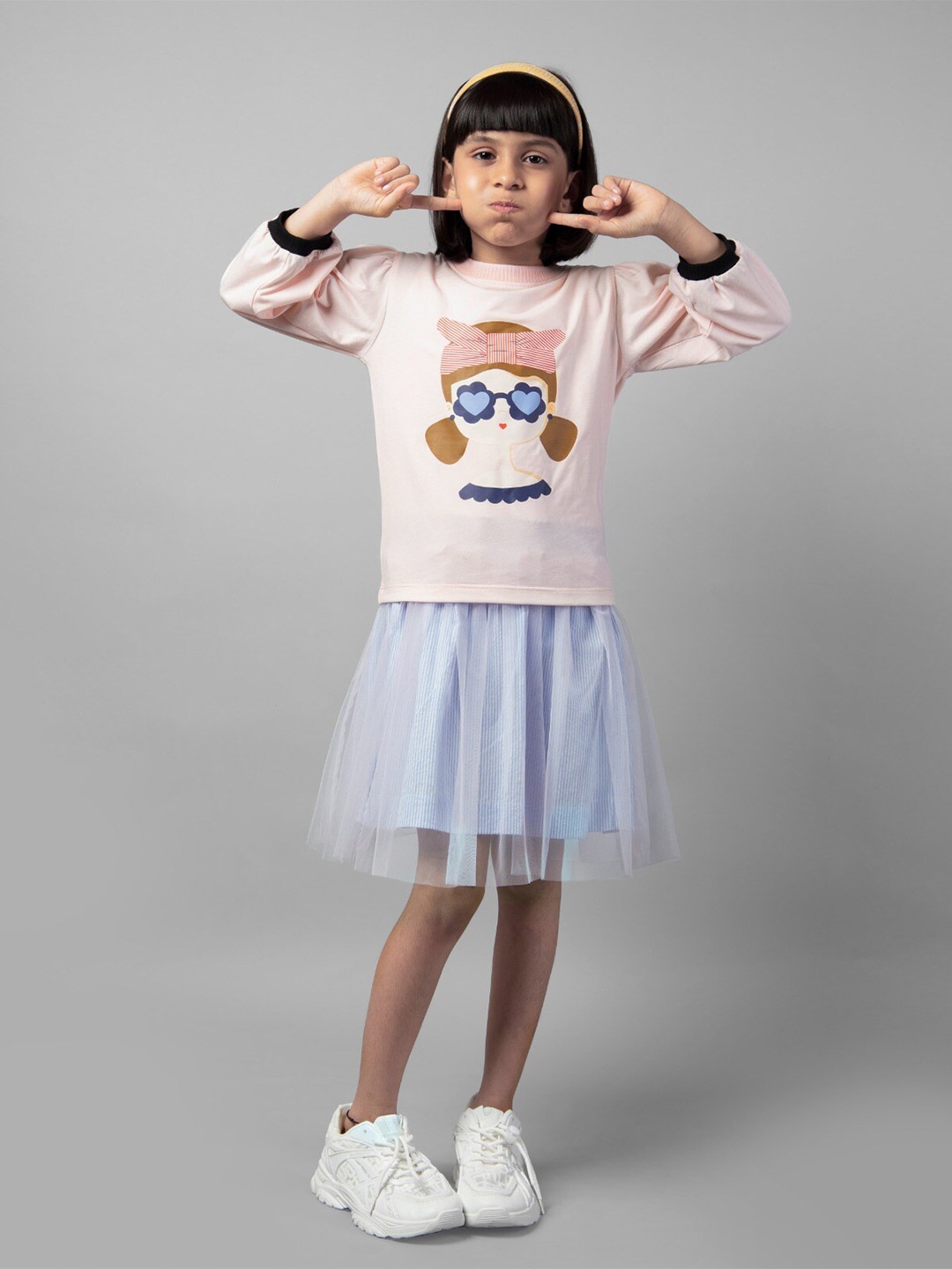 

ZIP ZAP ZOOP Girls Graphic Printed Puffed Sleeves Pure Cotton Top, Pink