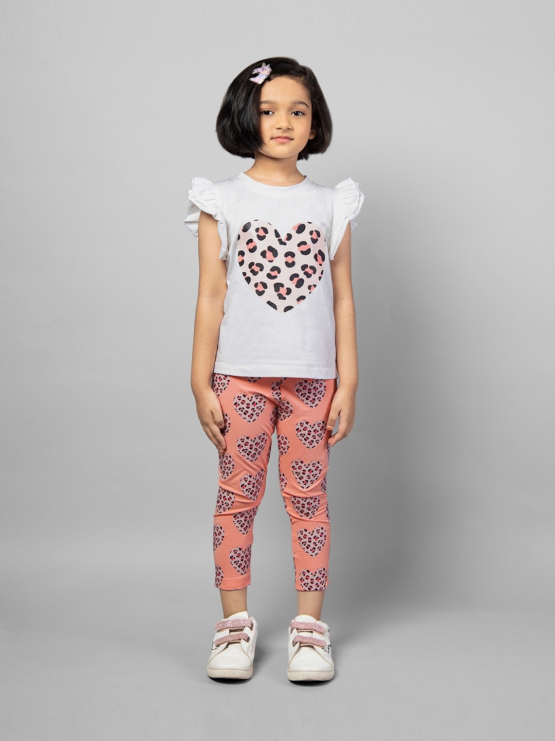 

ZIP ZAP ZOOP Girls Graphic Printed Cotton T-shirt, Grey