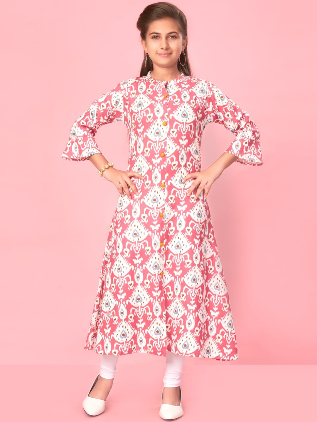 

Aarika Girls Pink Ethnic Motifs Printed Regular Pure Cotton Kurta