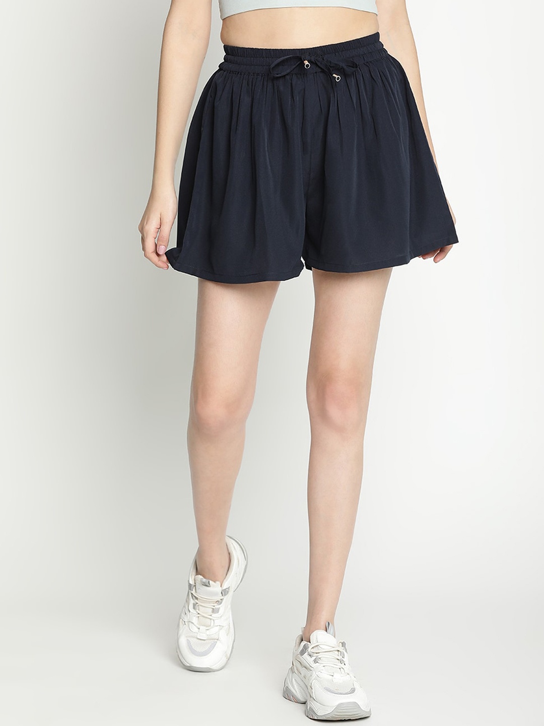 

DRAAX Fashions Women Mid-Rise Regular Shorts, Navy blue