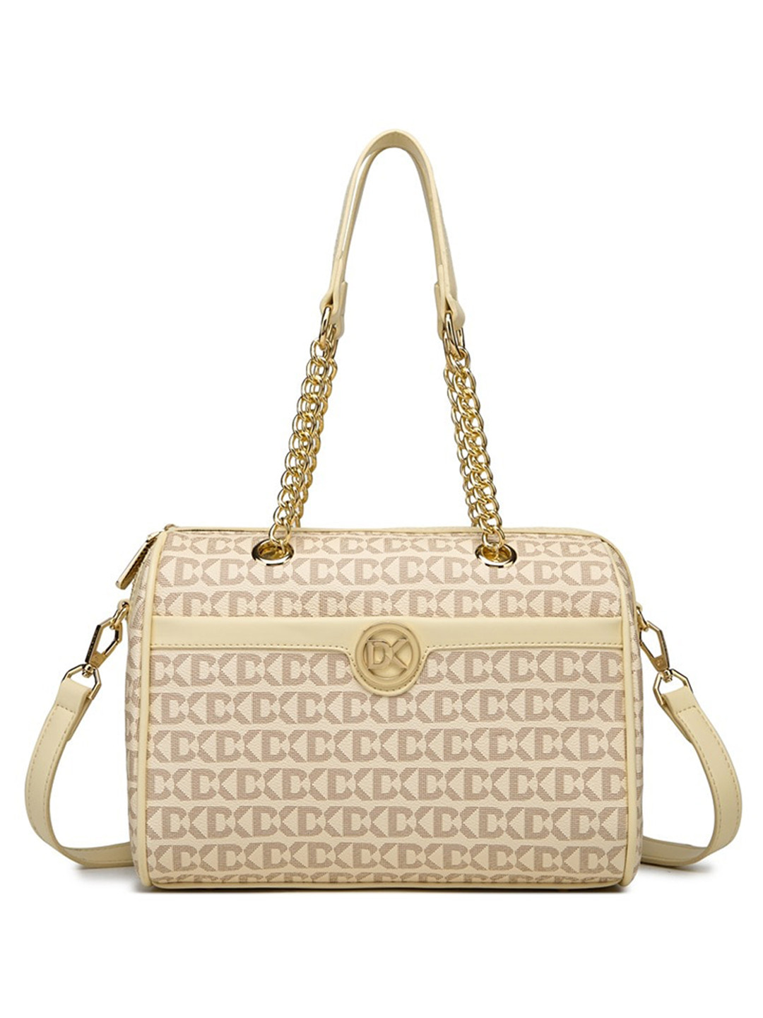 

Diana Korr Typography Printed Structured Shoulder Bag, Beige