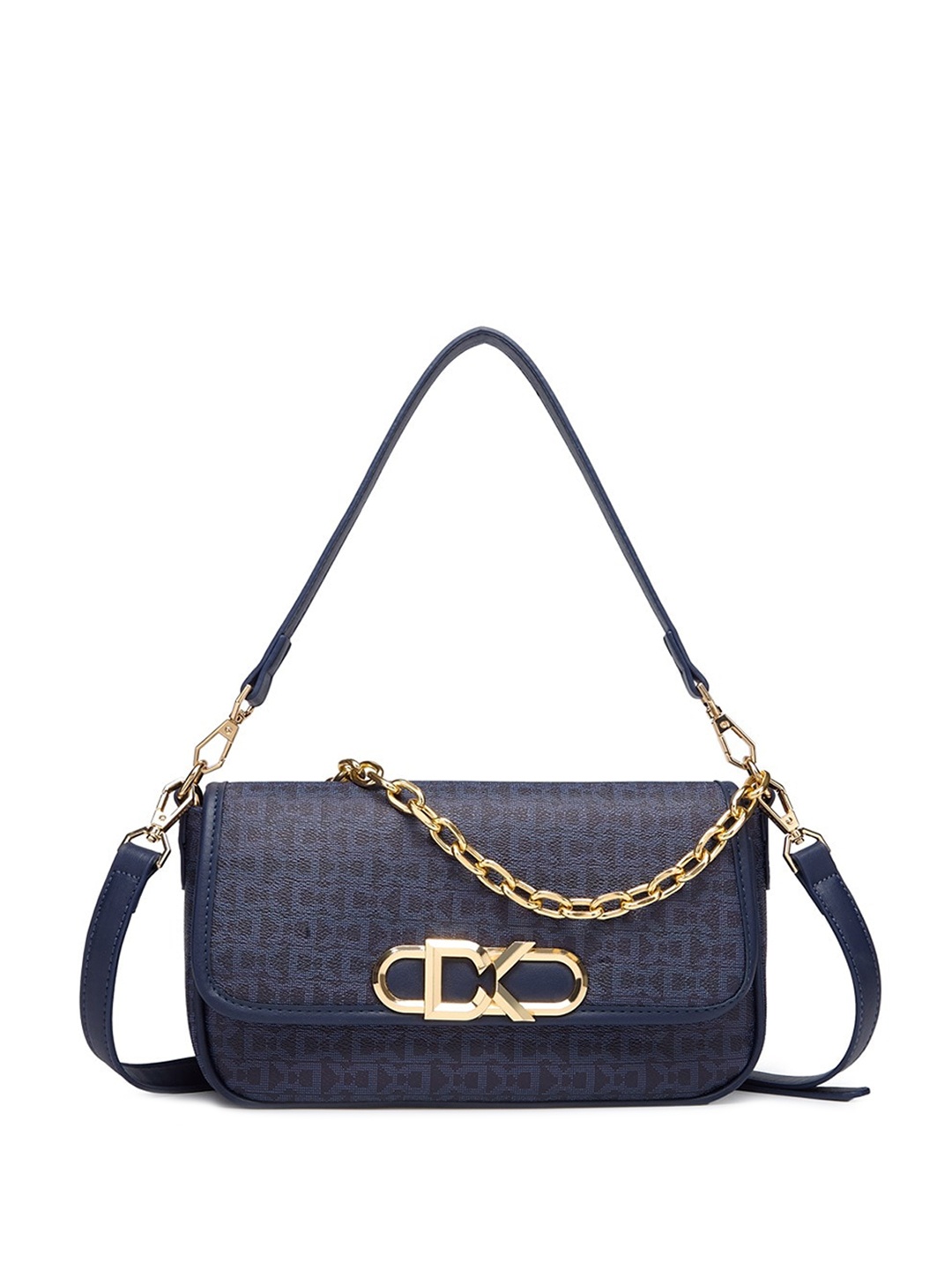 

Diana Korr Typography Printed Structured Sling Bag, Navy blue