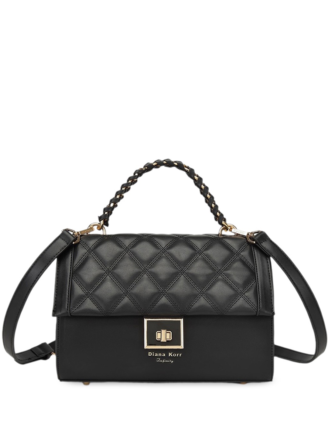 

Diana Korr Structured Satchel With Quilted, Black