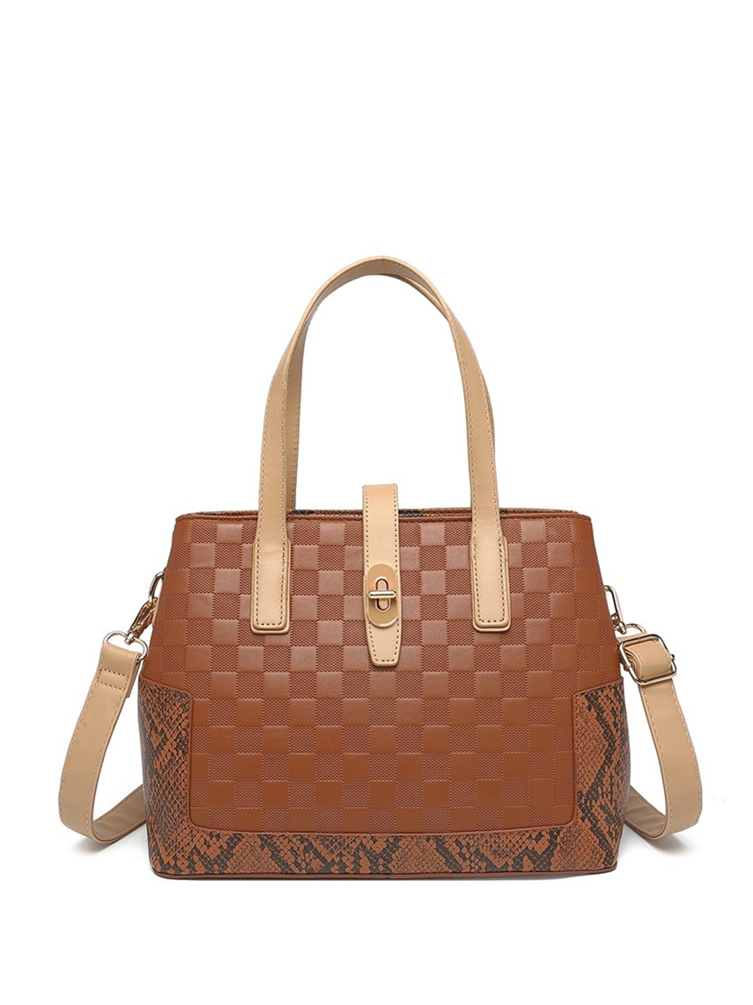 

Diana Korr Checked Structured Shoulder Bag, Brown