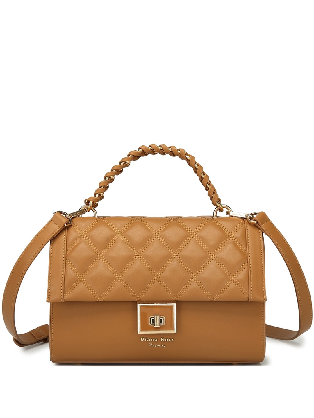 

Diana Korr Textured Structured Handheld Bag With Quilted, Brown