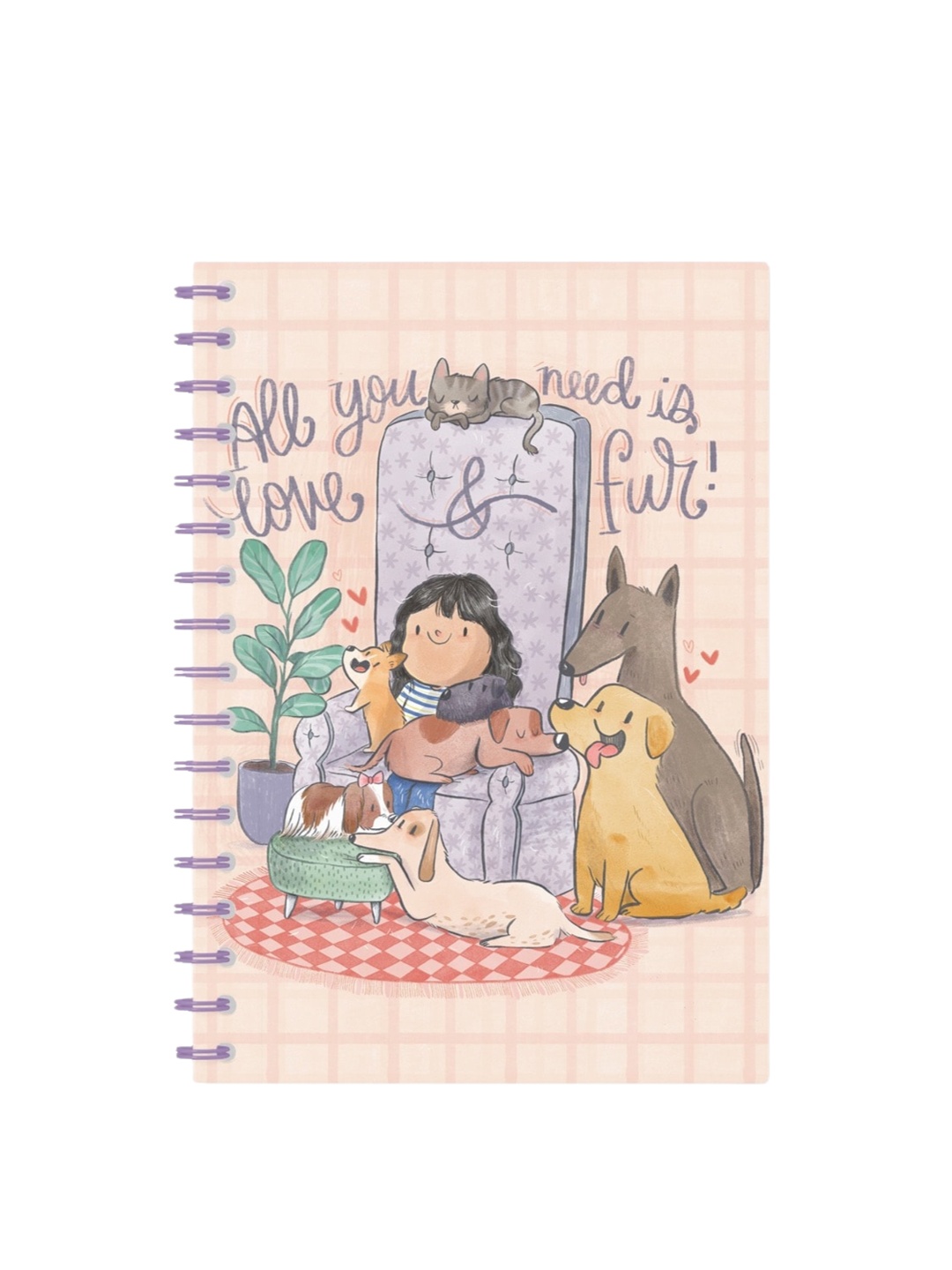 

Alicia Souza Unisex Fur Love Printed Hardbound Sketchbook, Peach