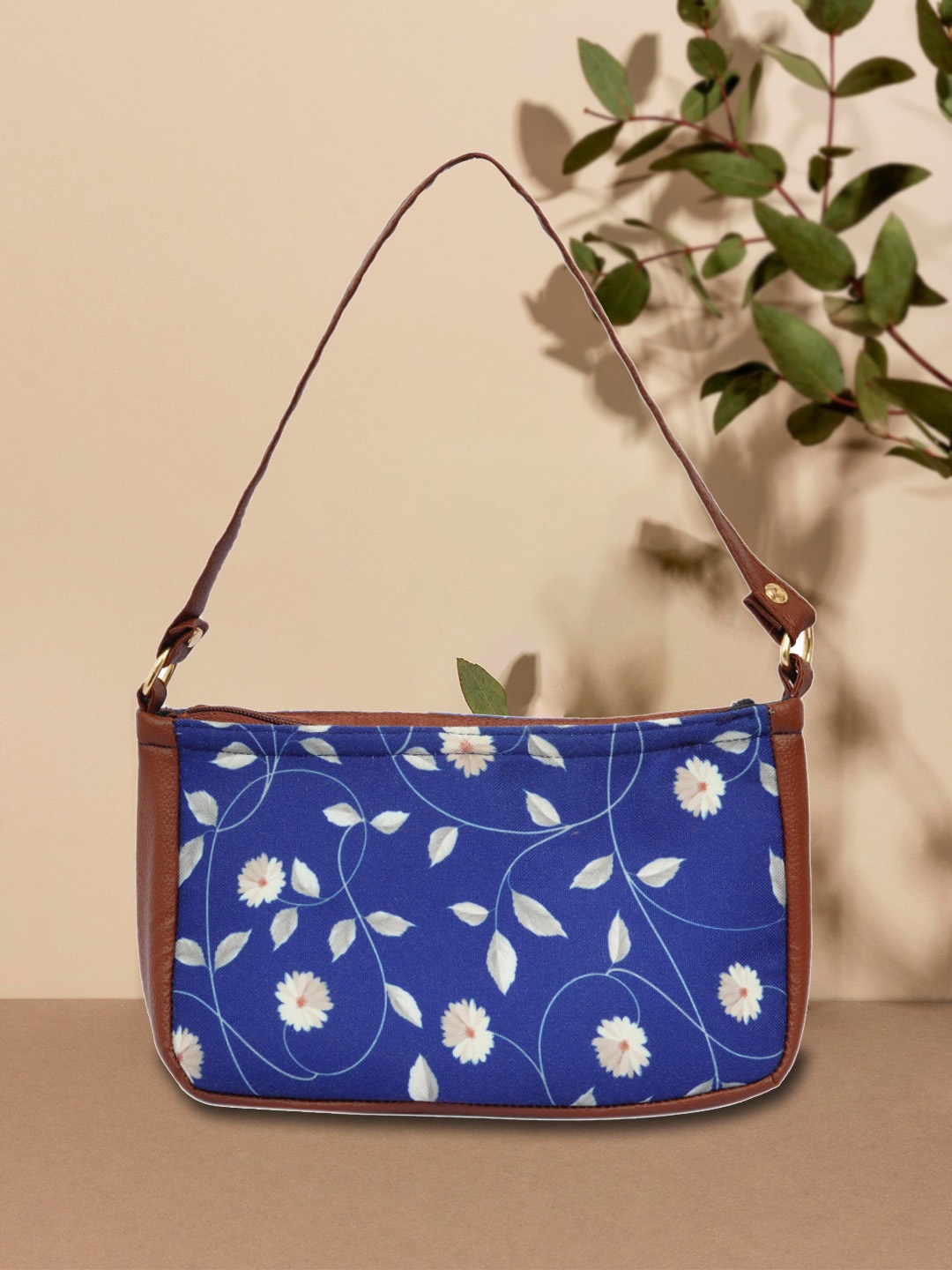 

Anouk Navy Blue Floral Printed Oversized Structured Shoulder Bag