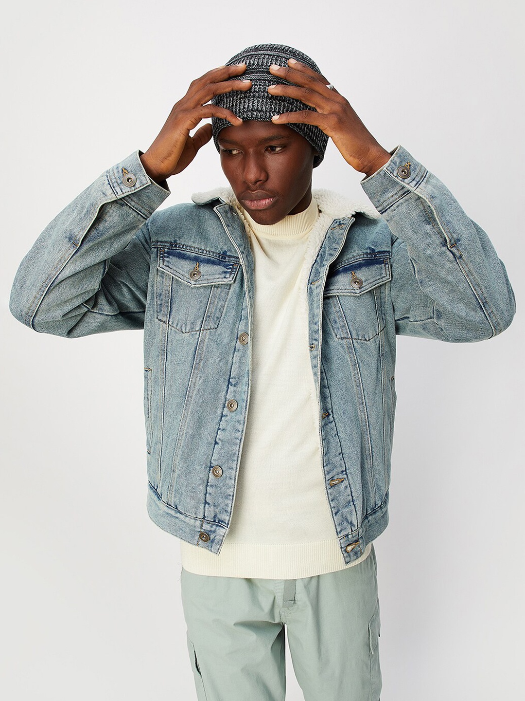 

max Spread Collar Denim Jacket, Blue