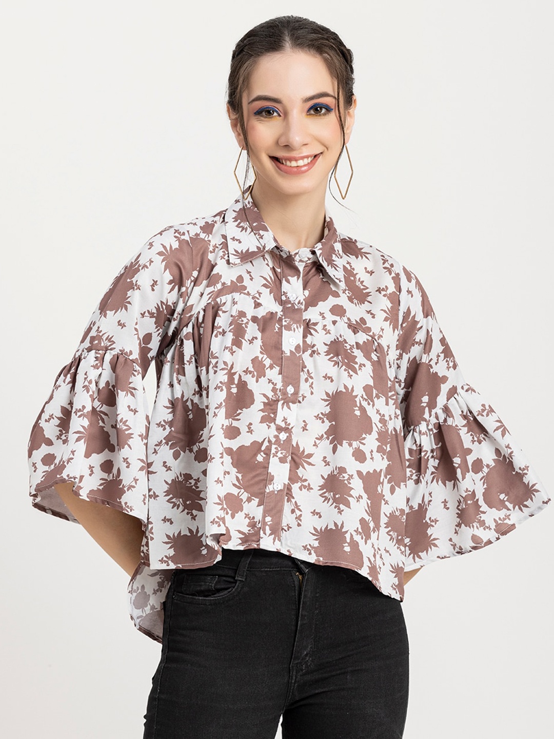 

Moomaya Printed Shirt Style Top, Off white