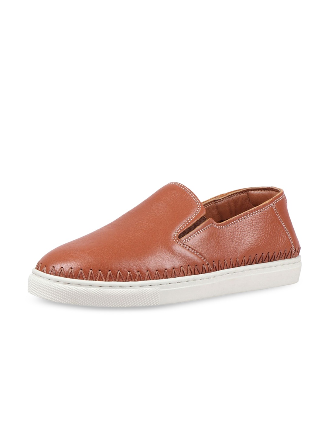 

Hidesign Men Tan Leather Slip-On Sneakers