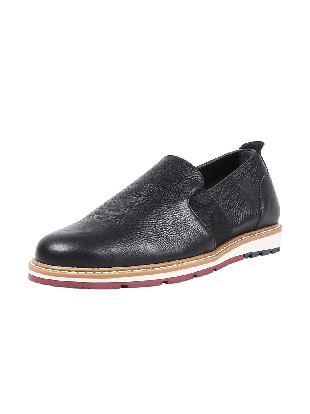 

Hidesign Men QUEBEC Textured Leather Slip-On Sneakers, Black
