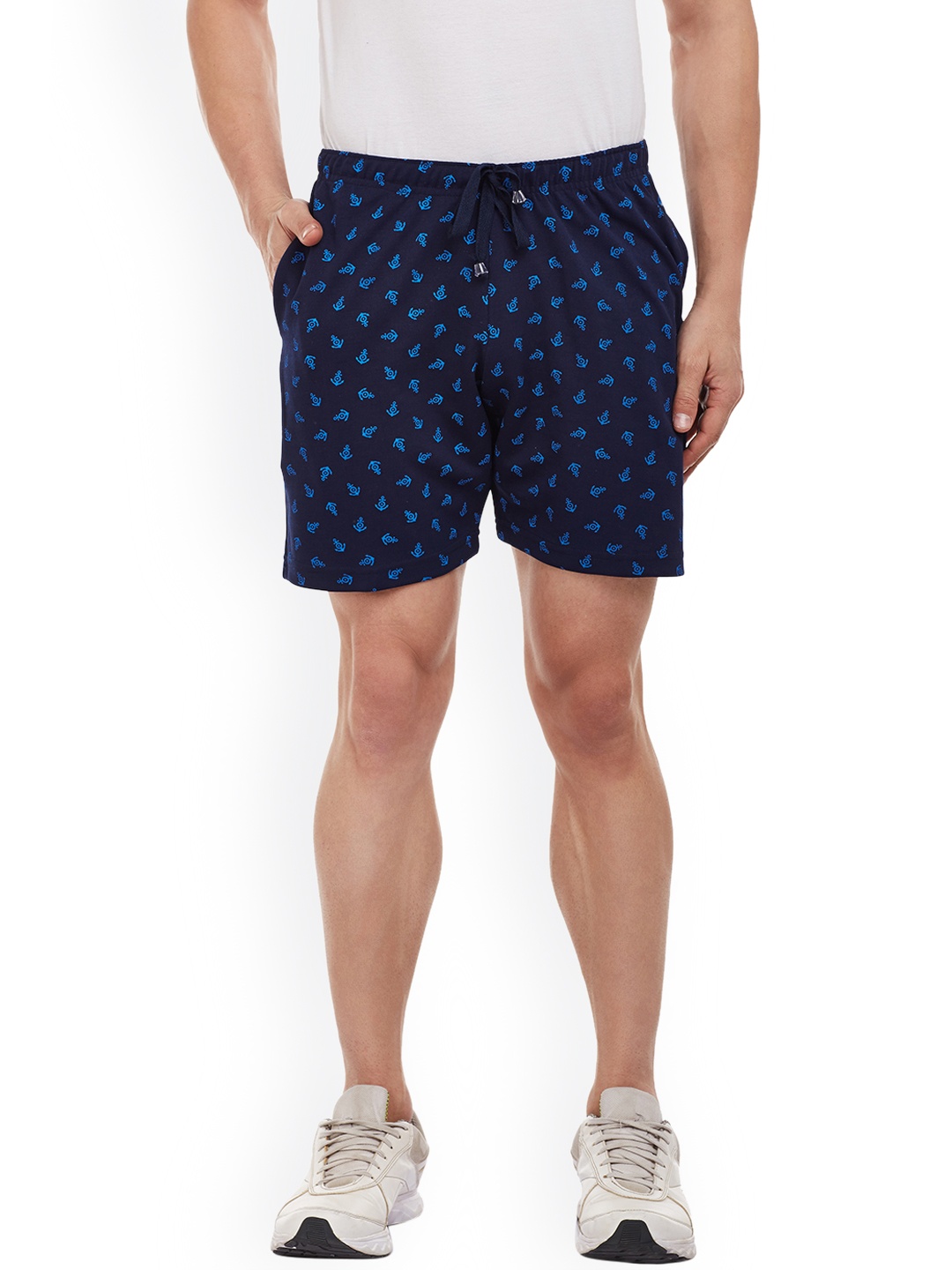 

VIMAL Men Navy Blue Printed Regular Fit Regular Shorts