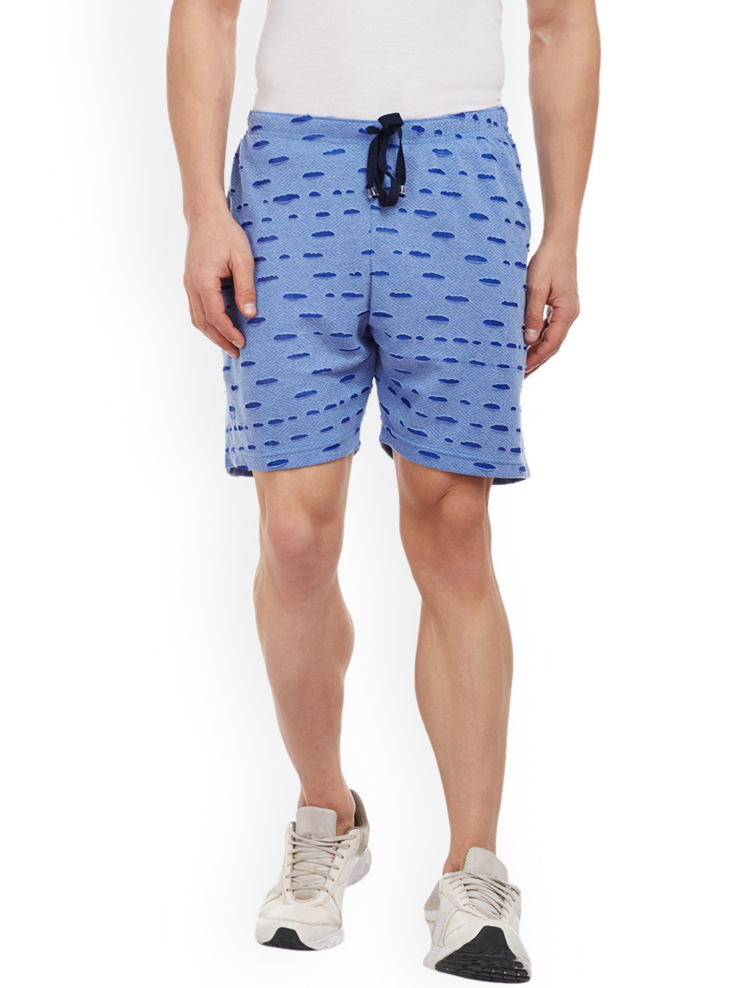 

VIMAL Men Navy Blue Self Design Regular Fit Regular Shorts